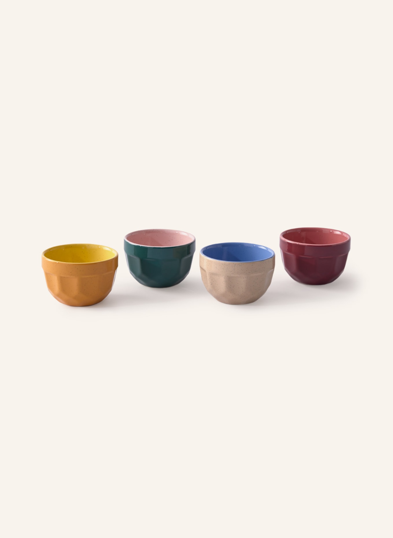 POLSPOTTEN Set of 4 cappuccino mugs, Color: FUCHSIA/ DARK GREEN/ YELLOW (Image 1)