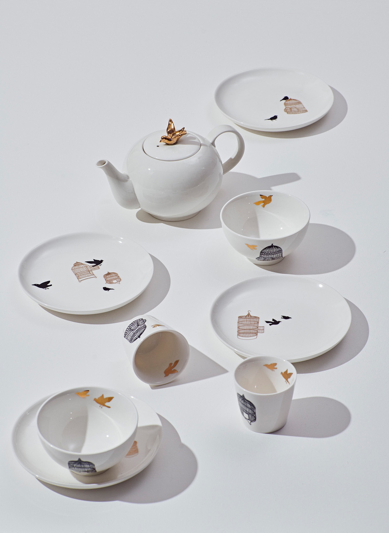 POLSPOTTEN Set of 4 bowls FREEDOM BIRDS, Color: WHITE (Image 2)