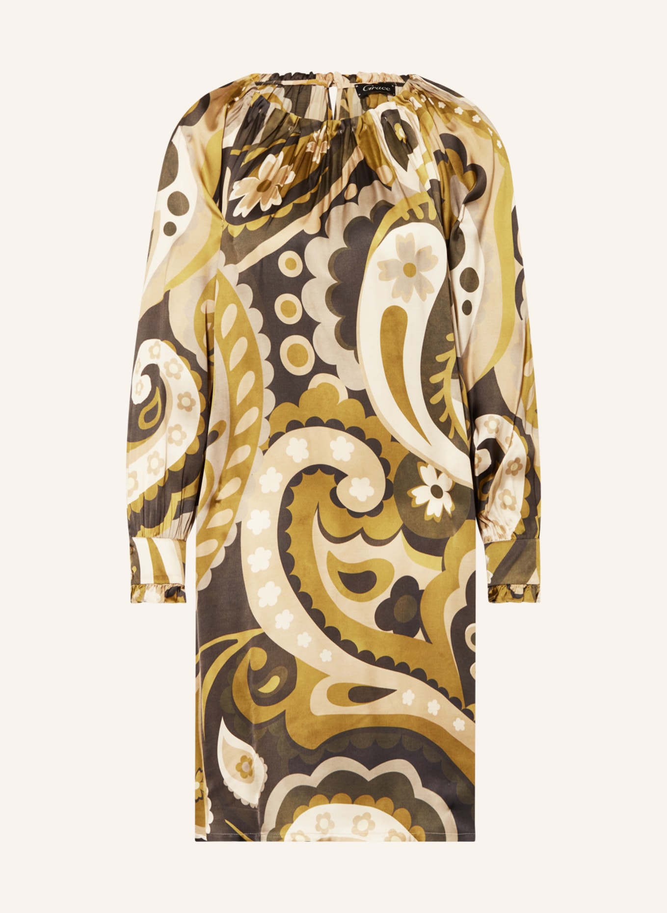 Grace Satin dress, Color: BEIGE/ KHAKI/ DARK GRAY (Image 1)