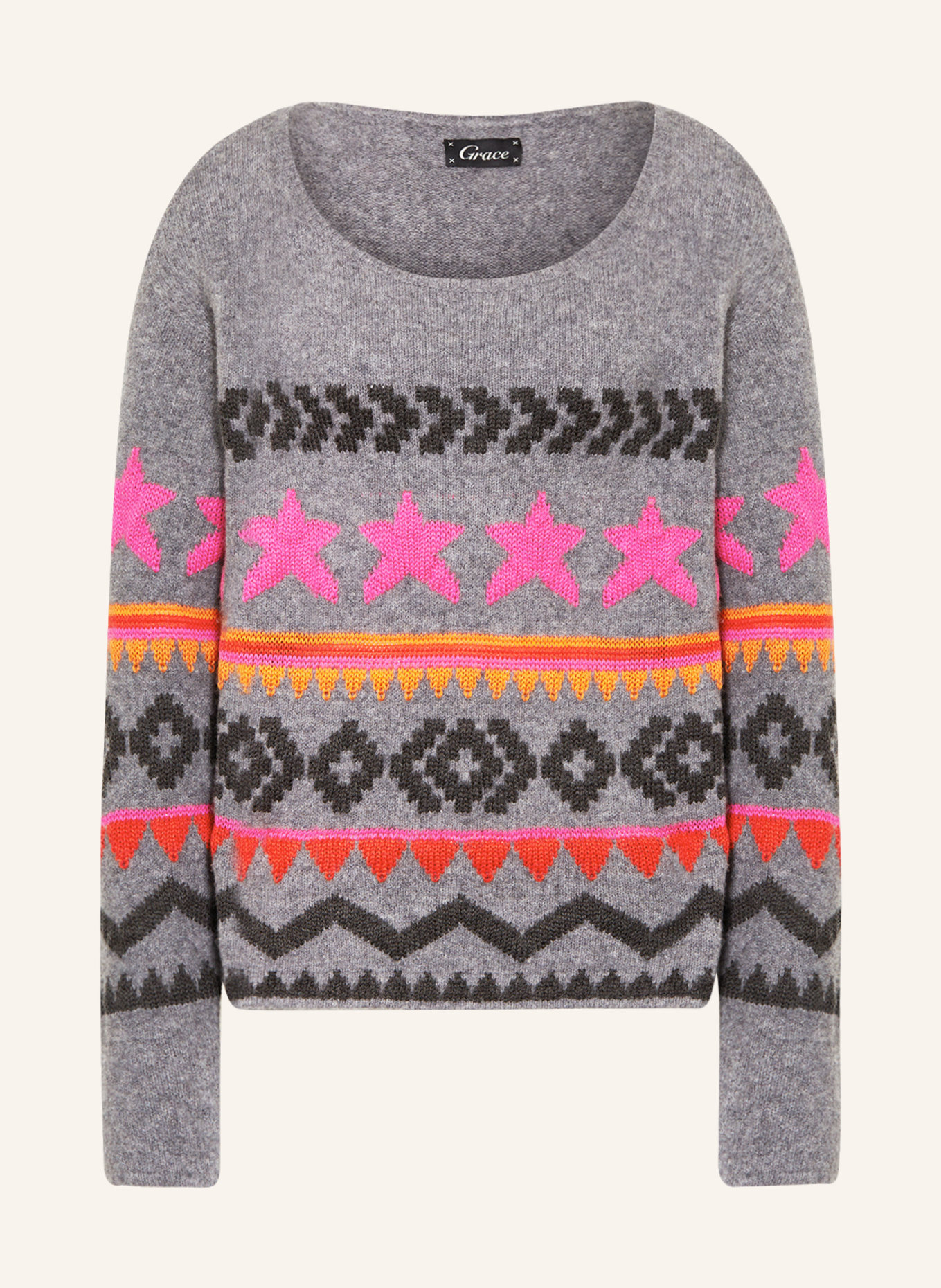 Grace Sweater, Color: GRAY/ PINK/ ORANGE (Image 1)