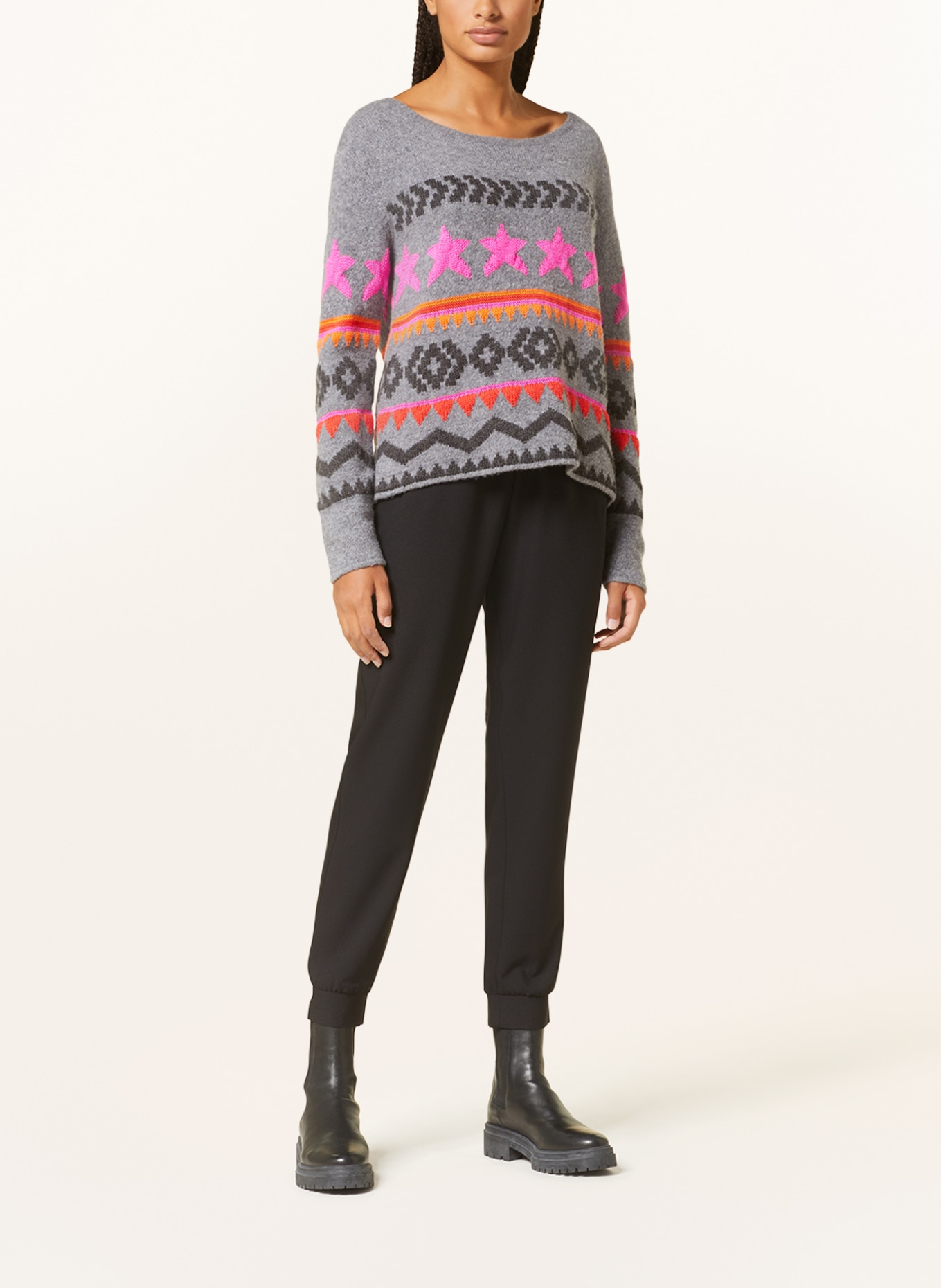 Grace Sweater, Color: GRAY/ PINK/ ORANGE (Image 2)
