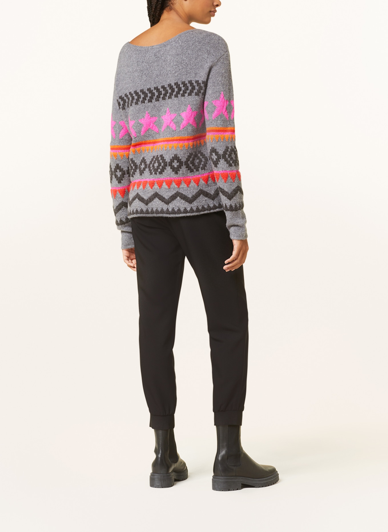 Grace Sweater, Color: GRAY/ PINK/ ORANGE (Image 3)