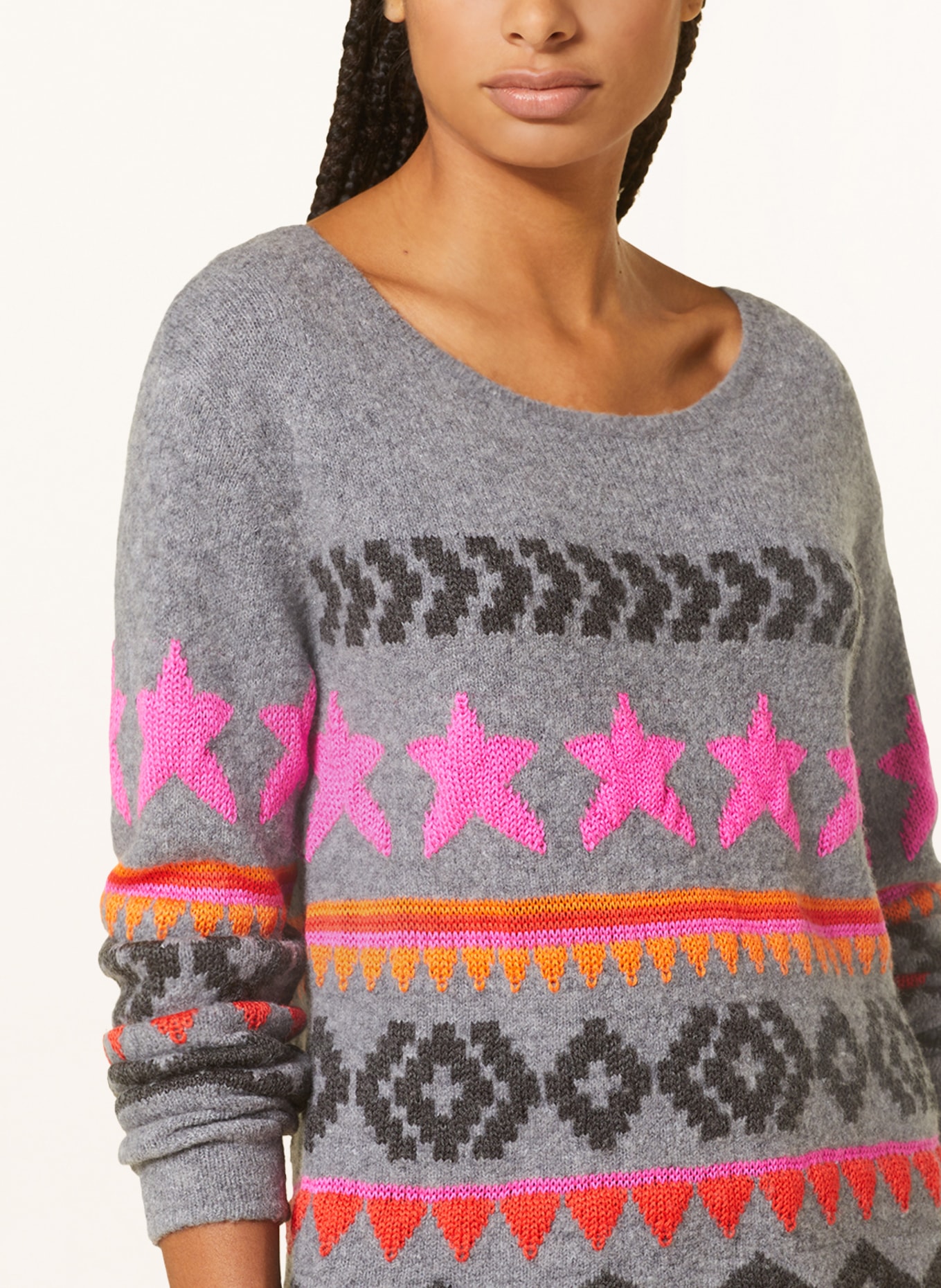 Grace Sweater, Color: GRAY/ PINK/ ORANGE (Image 4)
