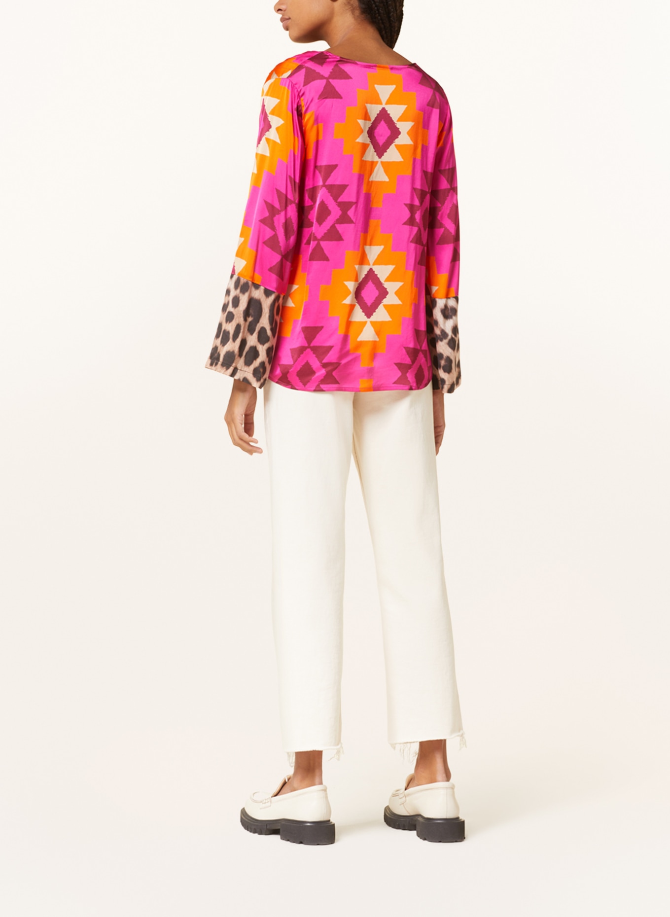 Grace Shirt blouse in satin, Color: PINK/ ORANGE/ FUCHSIA (Image 3)