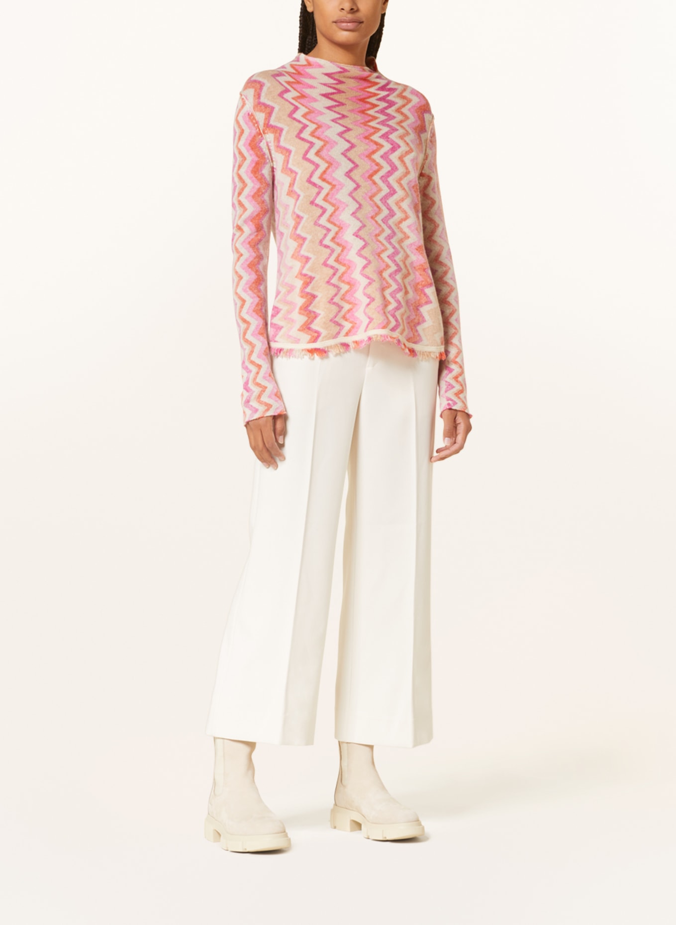 Grace Sweater, Color: BEIGE/ PINK/ ORANGE (Image 2)