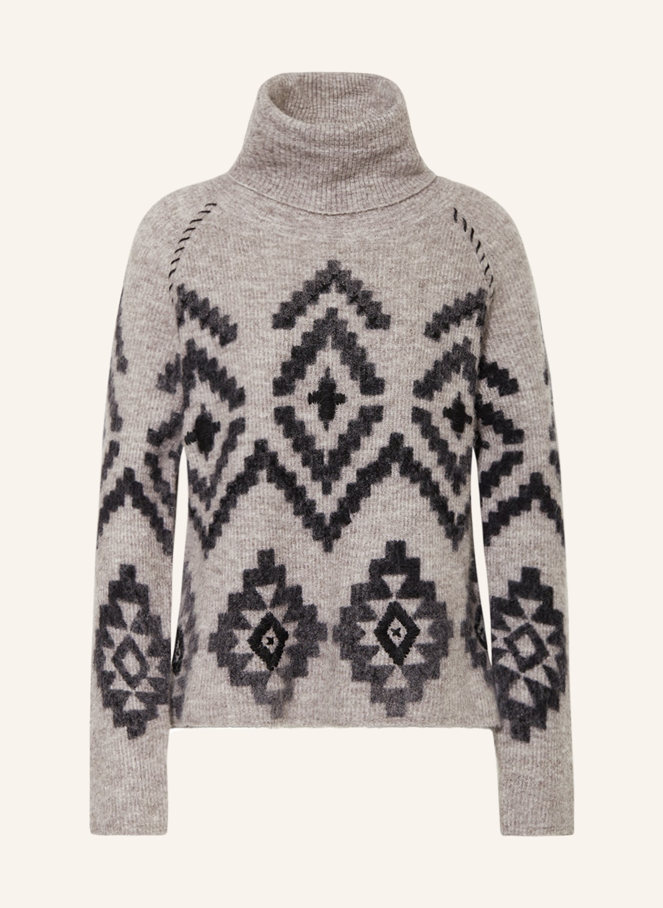 Grace Turtleneck sweater, Color: TAUPE/ BLACK (Image 1)