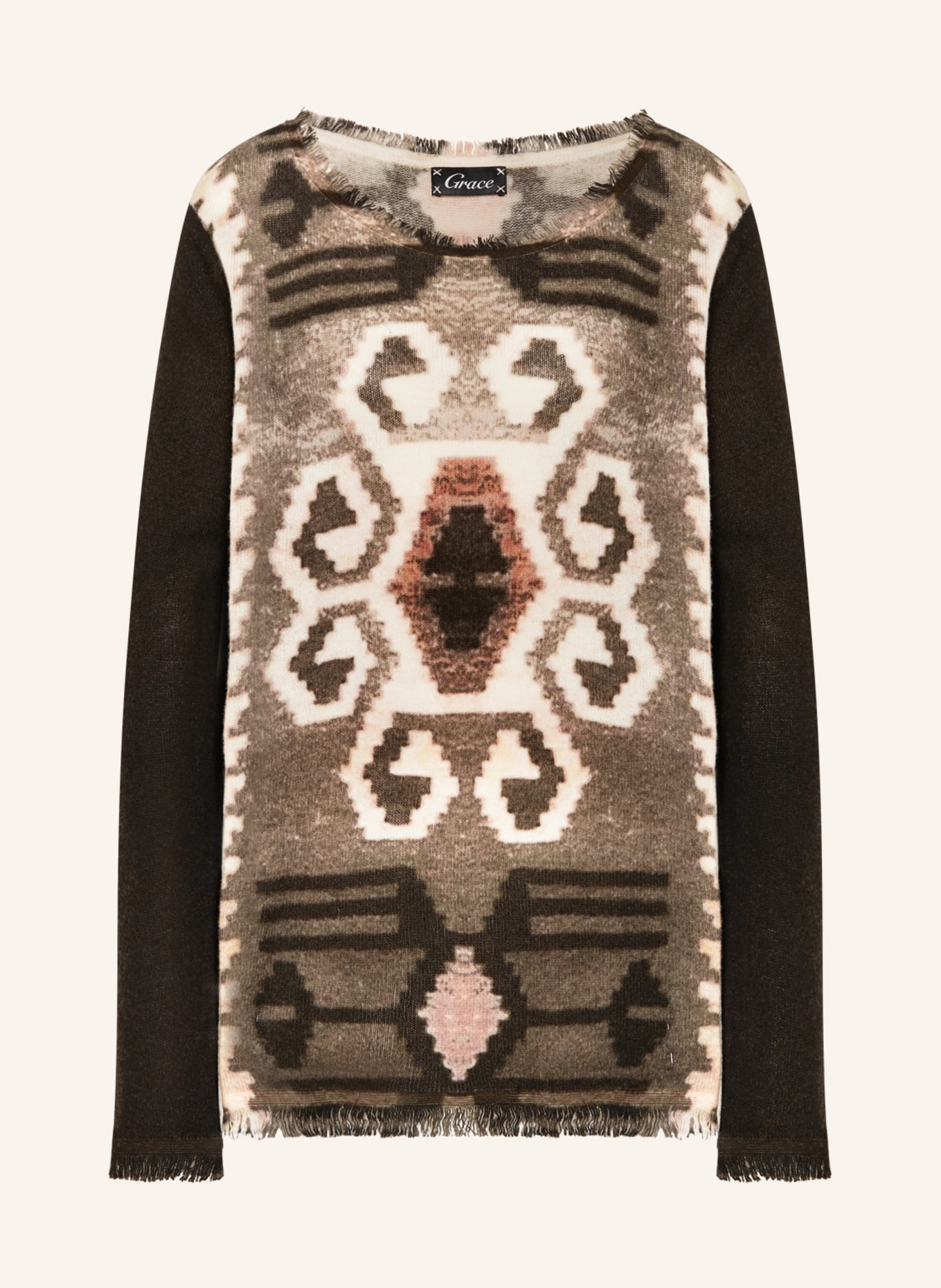 Grace Sweater, Color: BLACK/ KHAKI/ ECRU (Image 1)