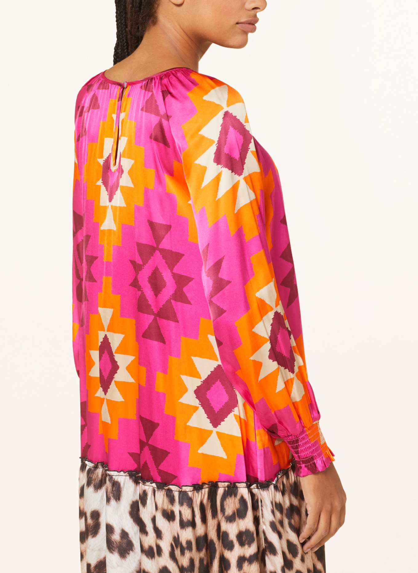 Grace Satin dress, Color: PINK/ ORANGE/ FUCHSIA (Image 4)
