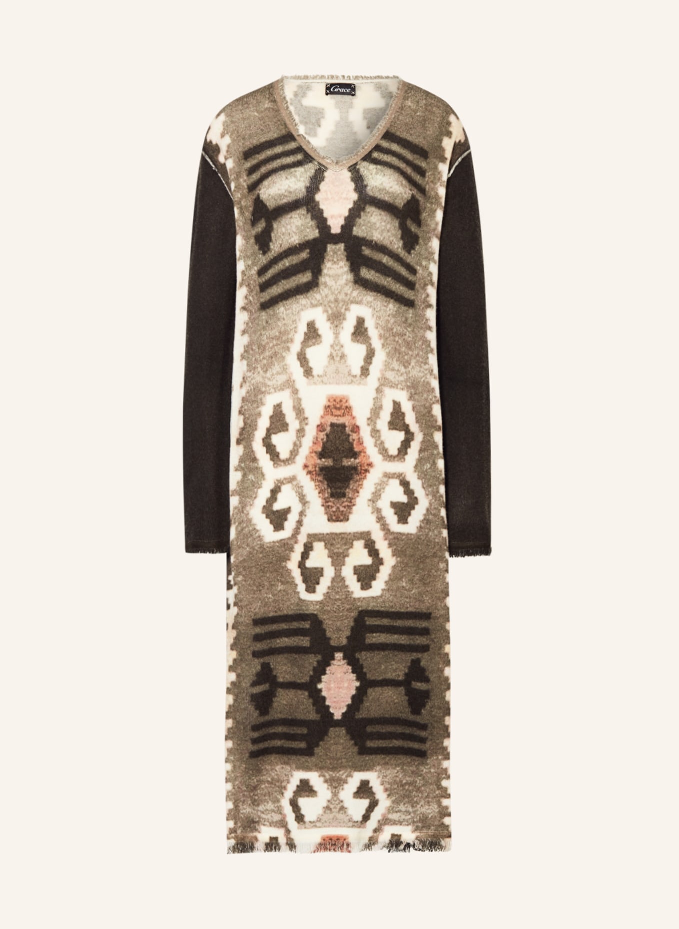 Grace Knit dress, Color: DARK GRAY/ KHAKI/ ECRU (Image 1)