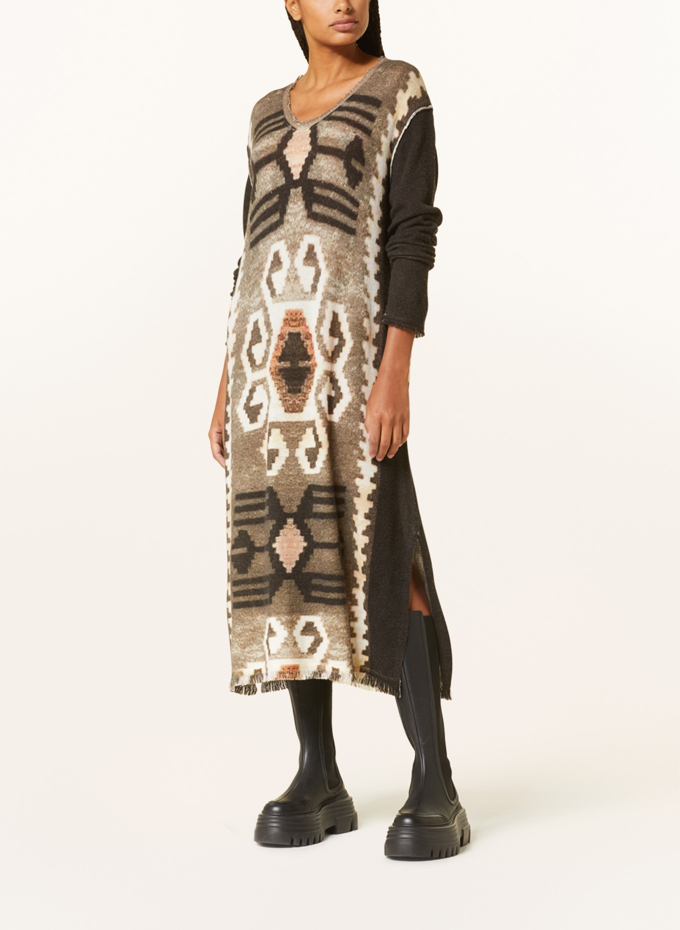 Grace Knit dress, Color: DARK GRAY/ KHAKI/ ECRU (Image 2)