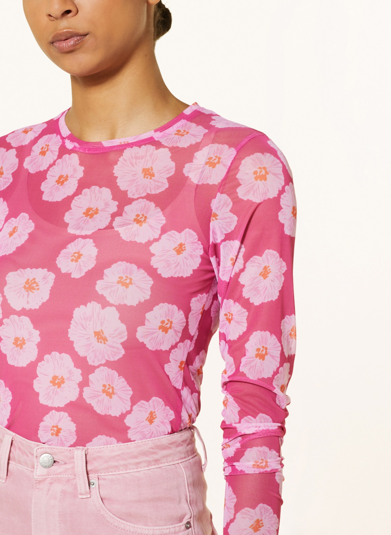 NEO NOIR Long sleeve shirt ELLA in mesh, Color: PINK/ ROSE (Image 4)
