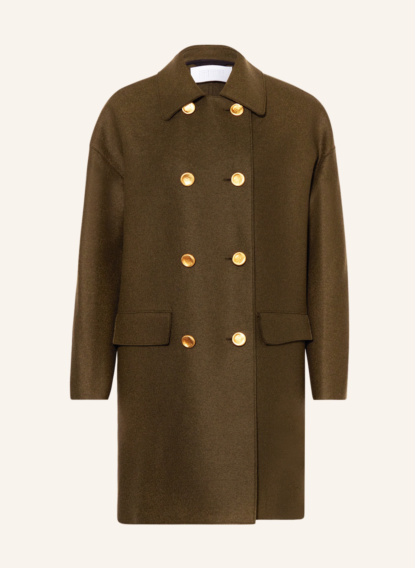 HARRIS WHARF LONDON Vlněný kabát, Barva: KHAKI (Obrázek 1)