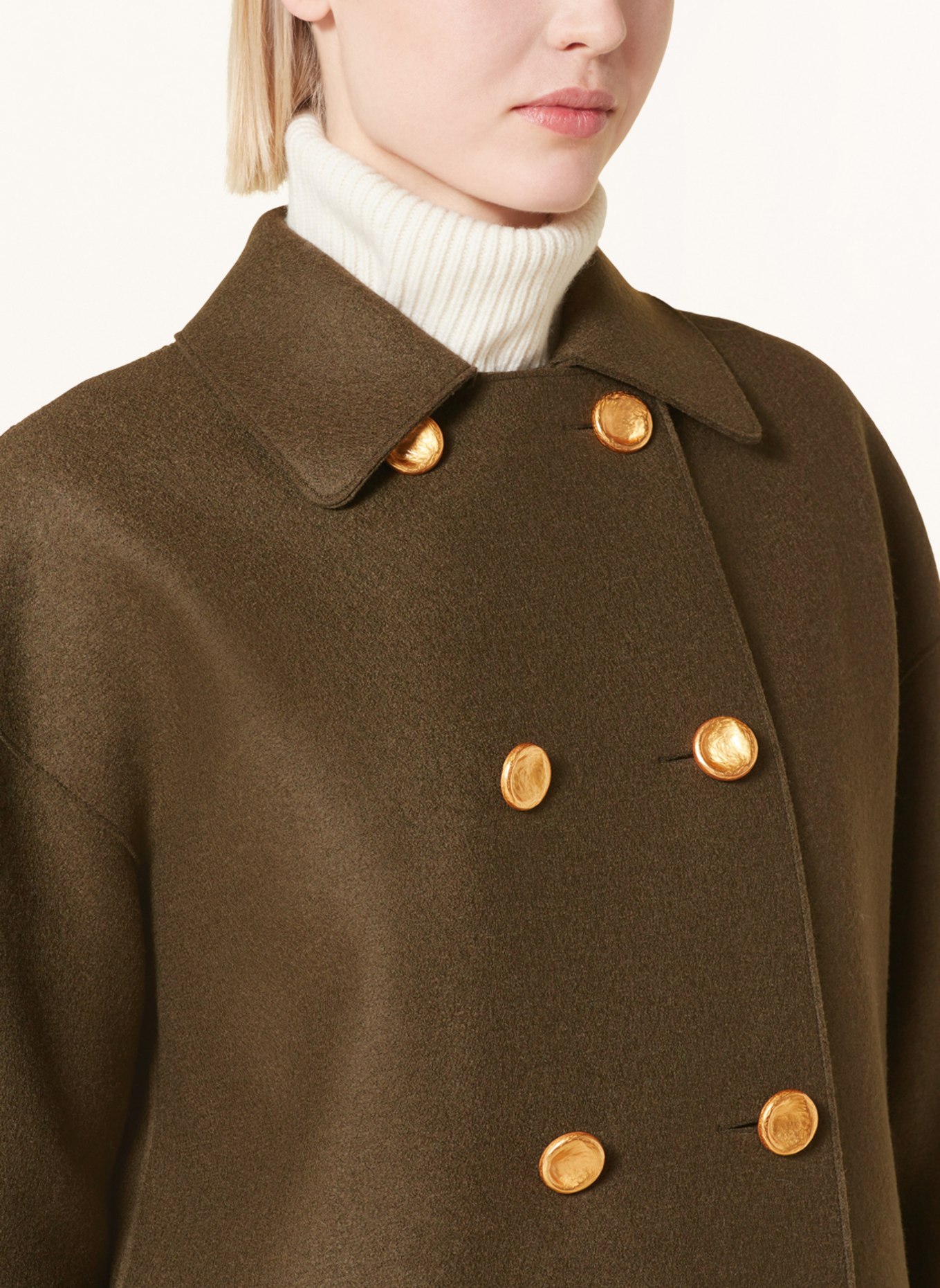HARRIS WHARF LONDON Vlněný kabát, Barva: KHAKI (Obrázek 4)