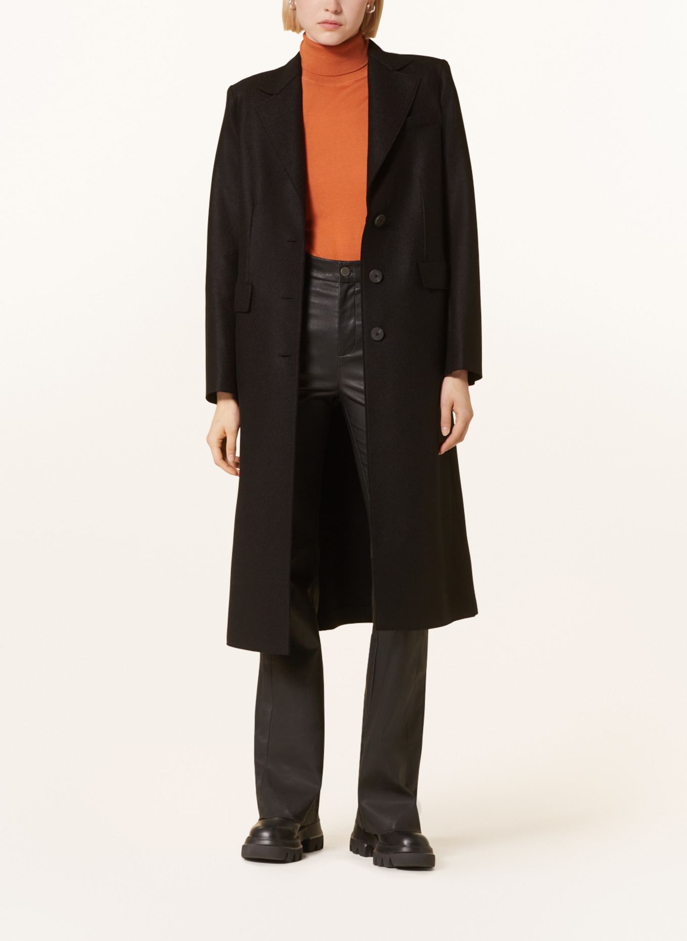HARRIS WHARF LONDON Wool coat, Color: BLACK (Image 2)