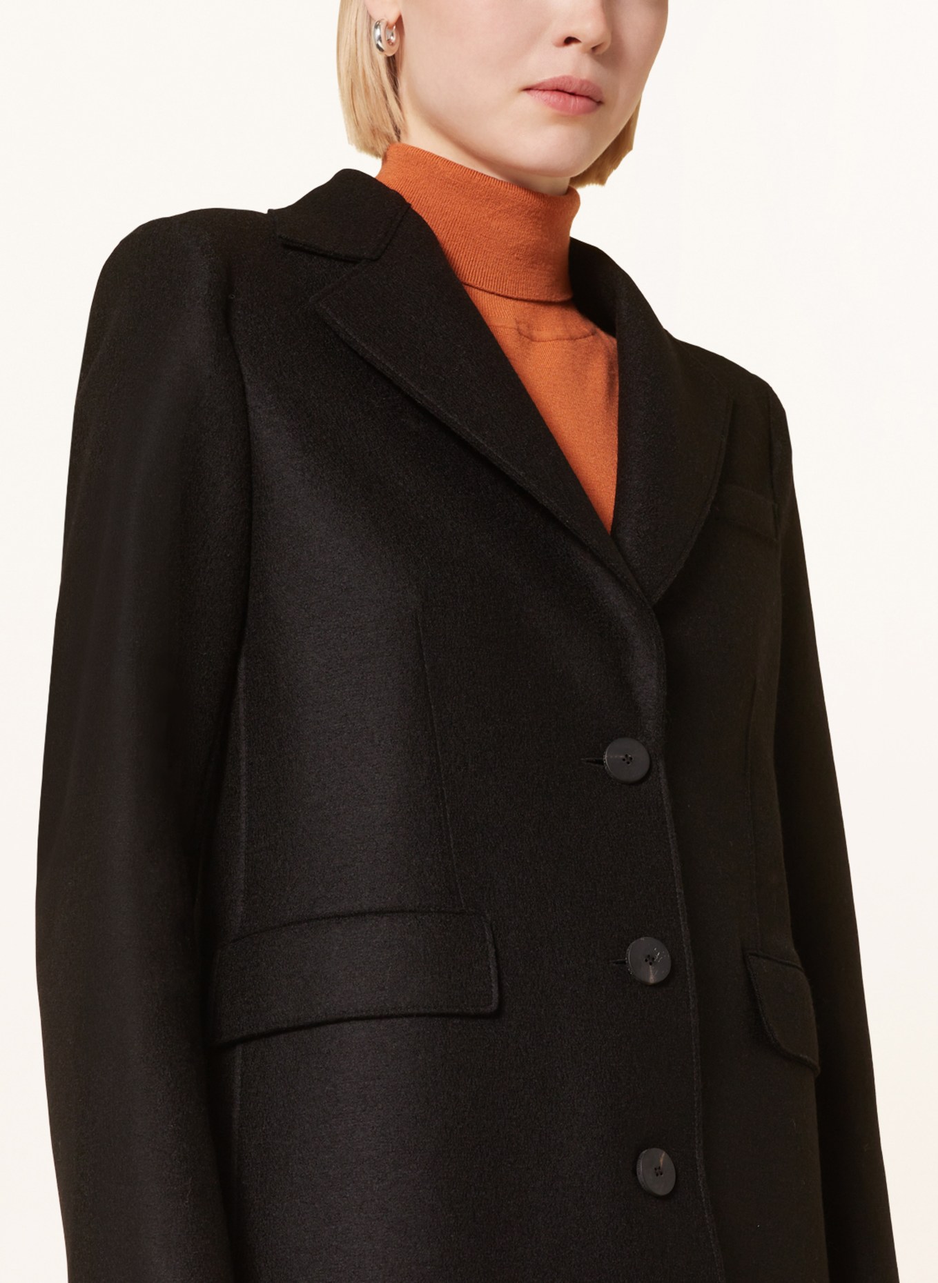 HARRIS WHARF LONDON Vlněný kabát, Barva: ČERNÁ (Obrázek 4)