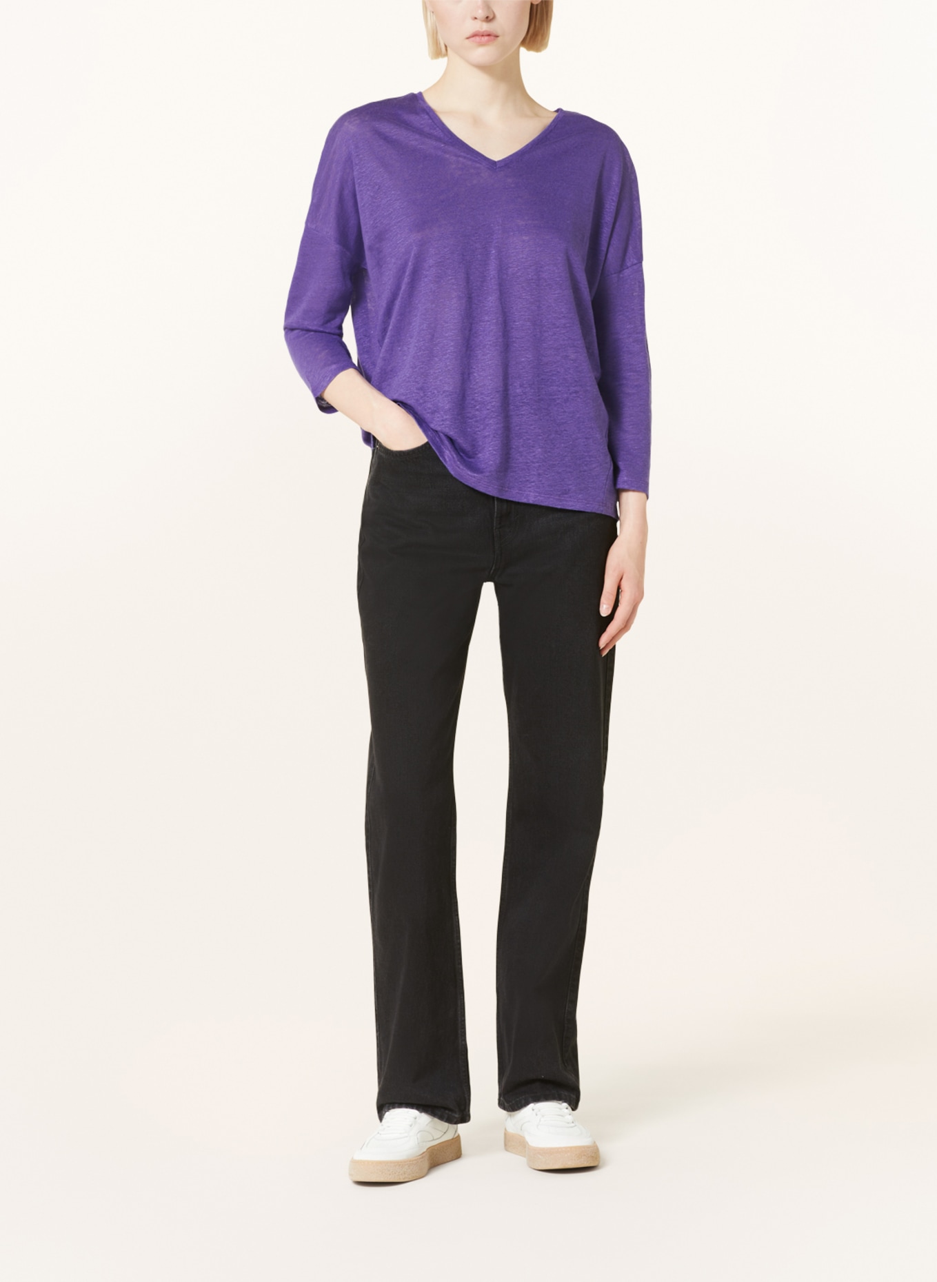 darling harbour Linen shirt with 3/4 sleeves, Color: LILA (Image 2)