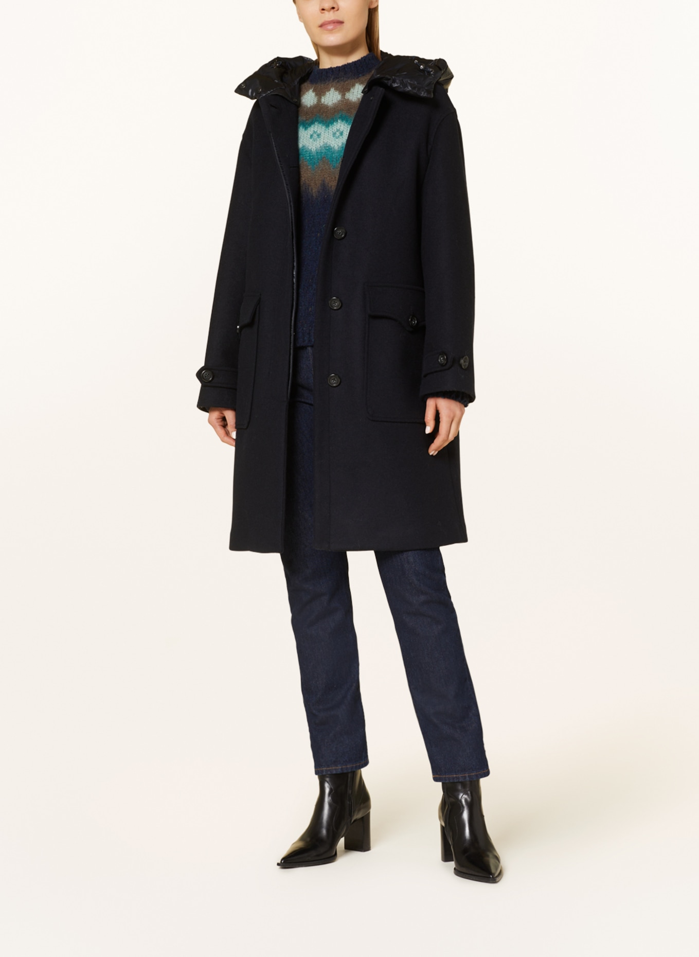 WOOLRICH Kabát s odnímatelnou kapucí, Barva: TMAVĚ MODRÁ (Obrázek 2)