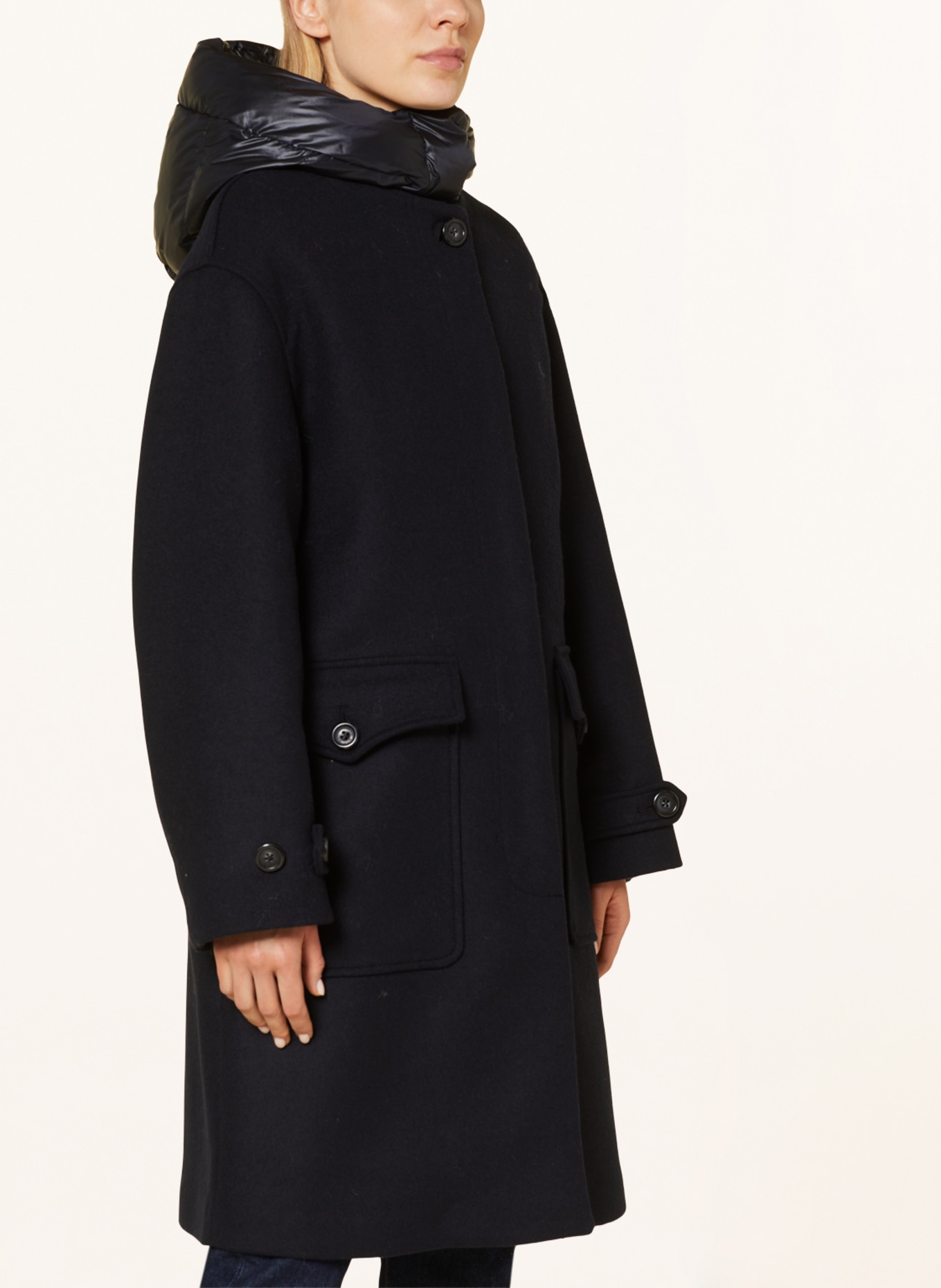 WOOLRICH Mantel mit abnehmbarer Kapuze, Farbe: DUNKELBLAU (Bild 5)