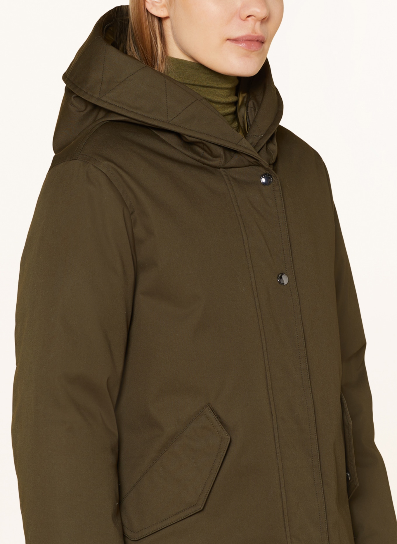 WOOLRICH Down parka with detachable collar, Color: GREEN (Image 6)