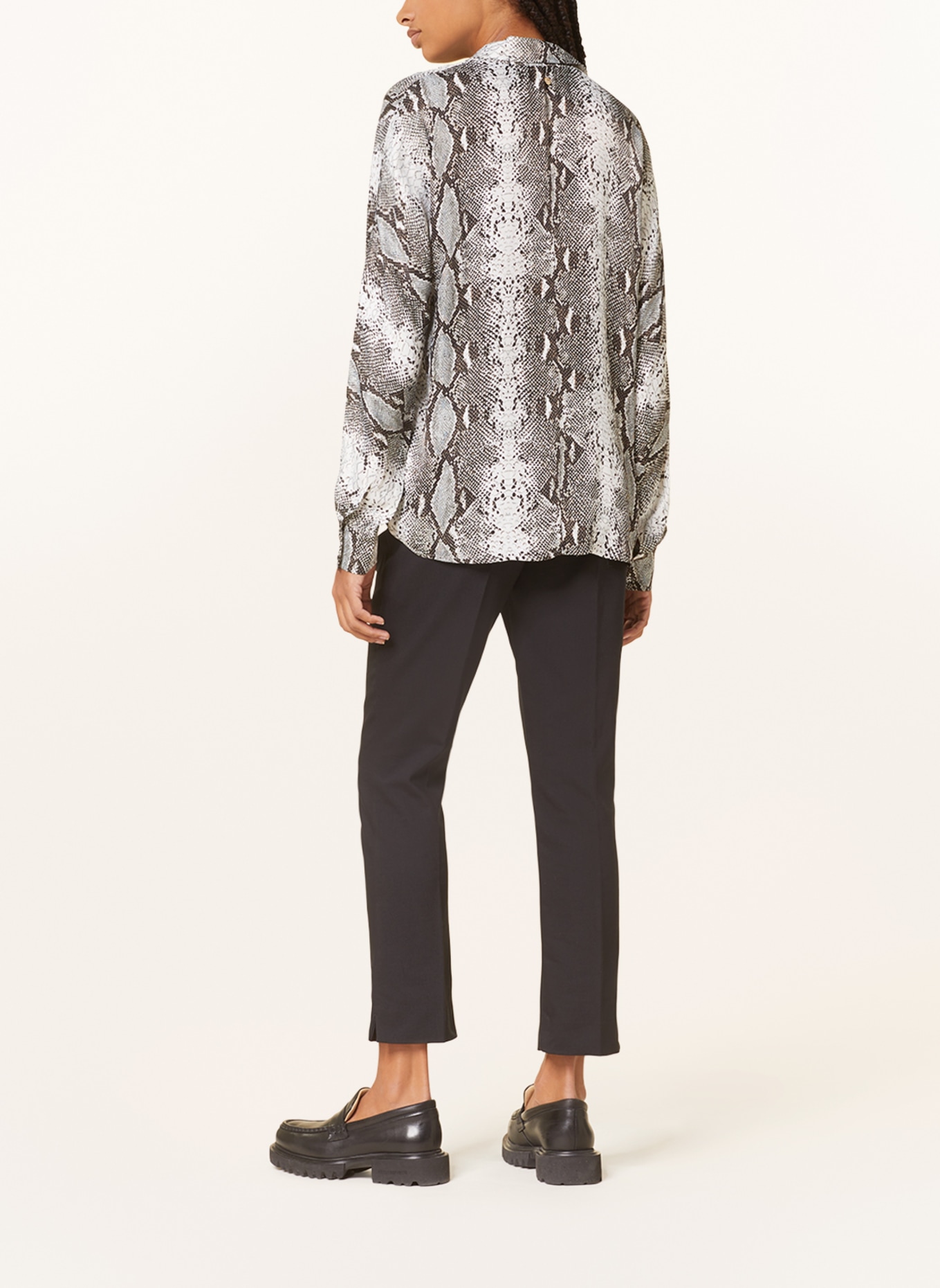 darling harbour Satin shirt blouse, Color: BLACK/ WHITE/ TAUPE (Image 3)