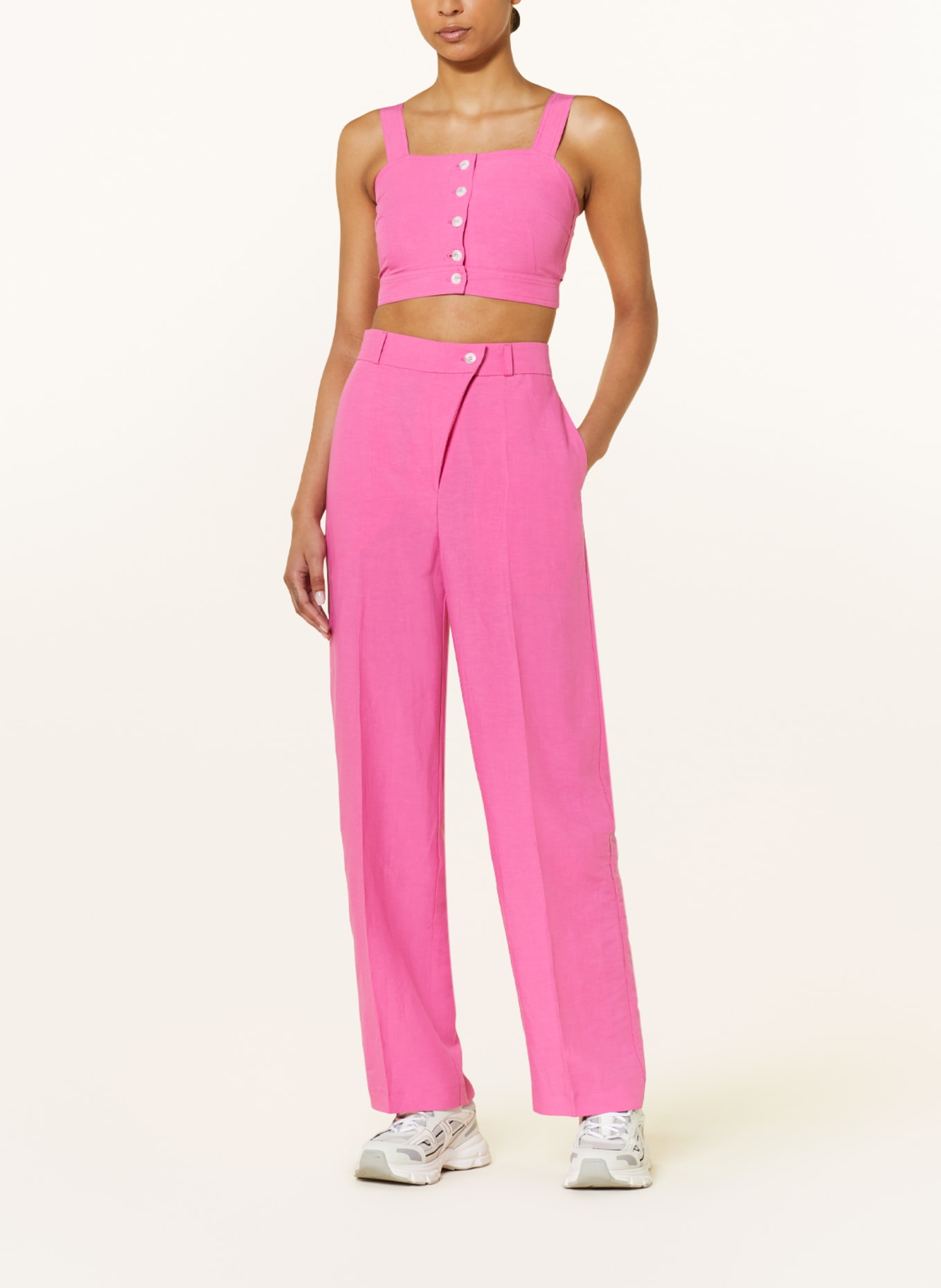 OH APRIL Wide leg trousers ÉLODIE with linen, Color: PINK (Image 2)