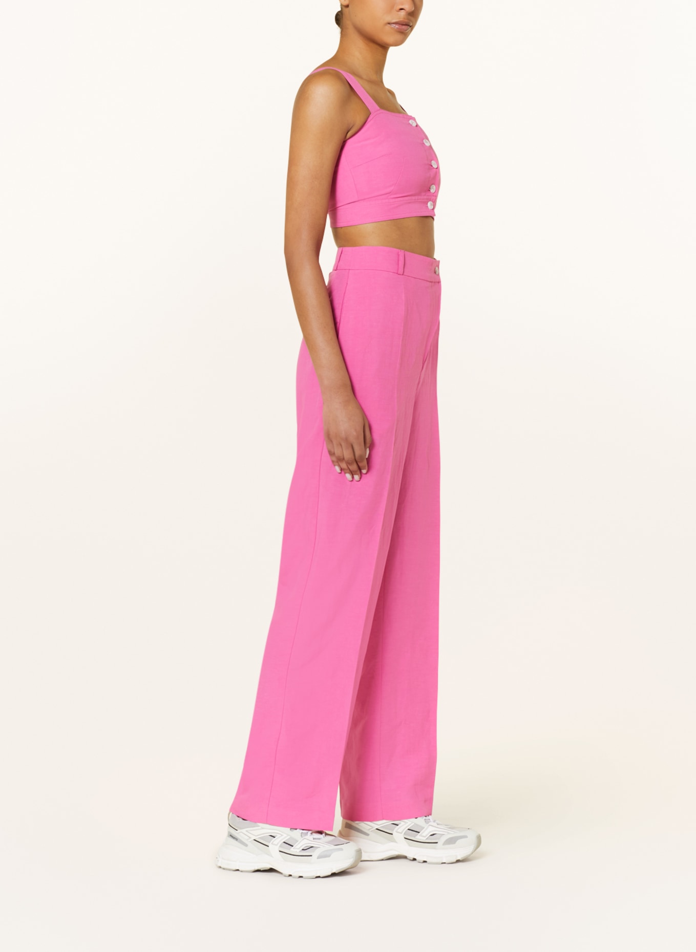 OH APRIL Wide leg trousers ÉLODIE with linen, Color: PINK (Image 4)