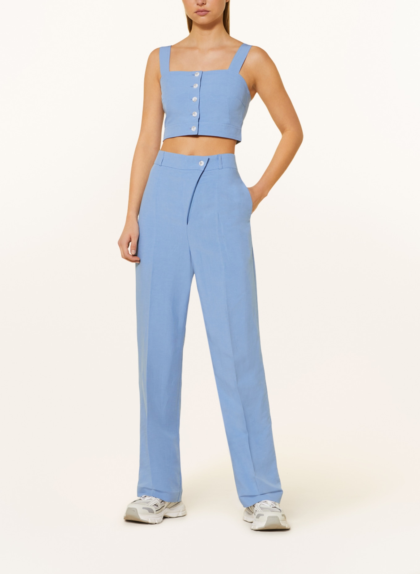 OH APRIL Cropped top LUCILE with linen, Color: LIGHT BLUE (Image 2)
