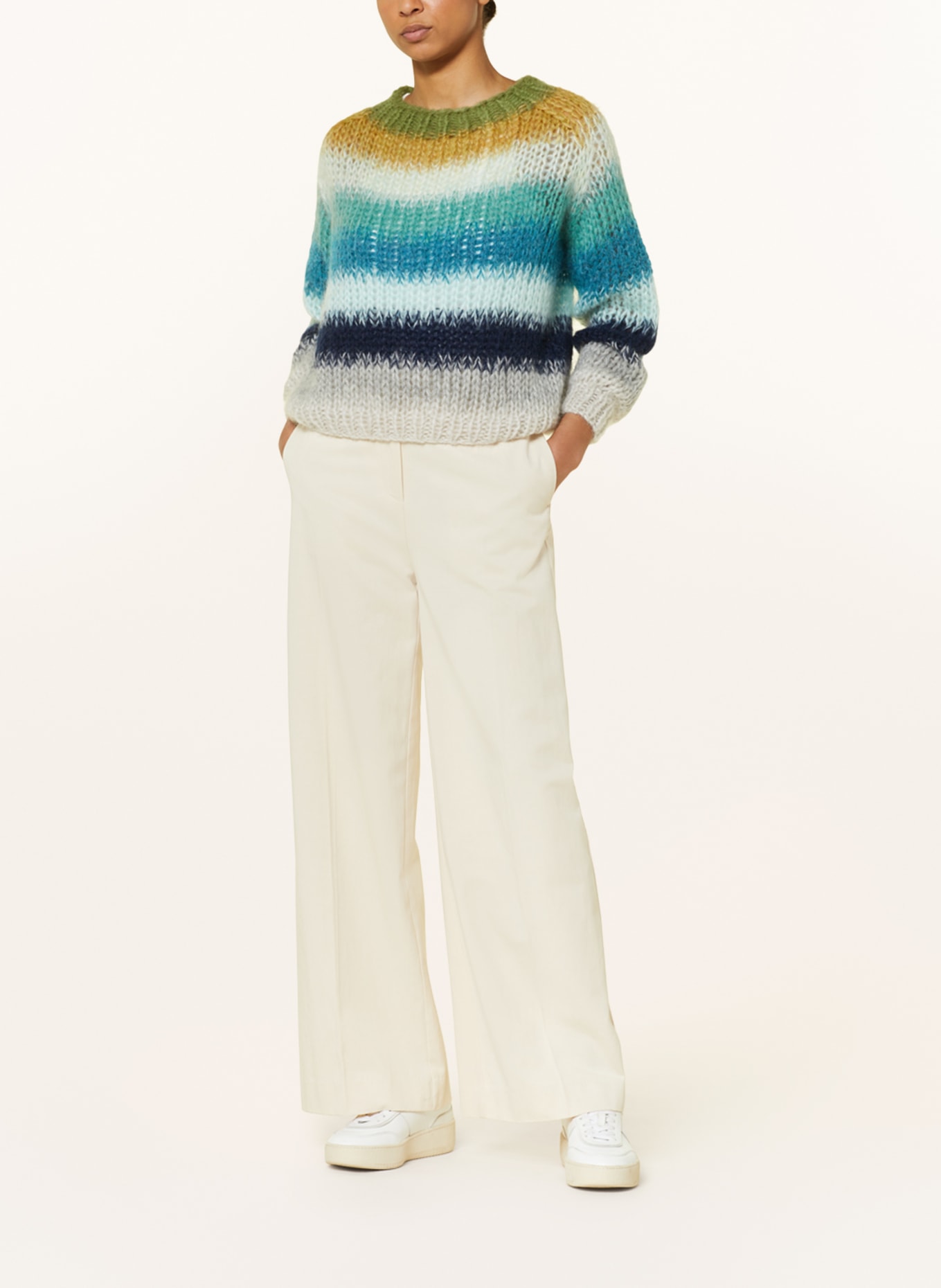 MAIAMI Sweter z dodatkiem moheru, Kolor: ZIELONY/ NIEBIESKI/ SZARY (Obrazek 2)