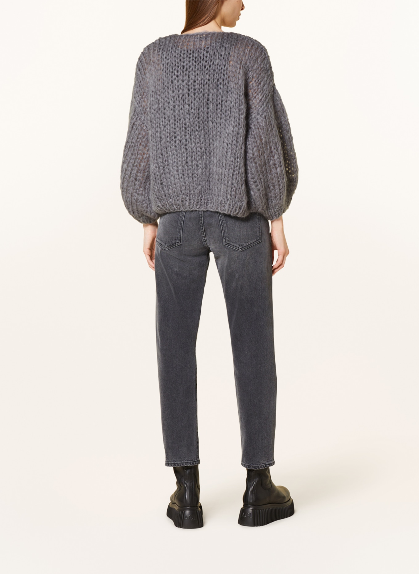 MAIAMI Oversized knit cardigan made of mohair, Color: DARK GRAY (Image 3)