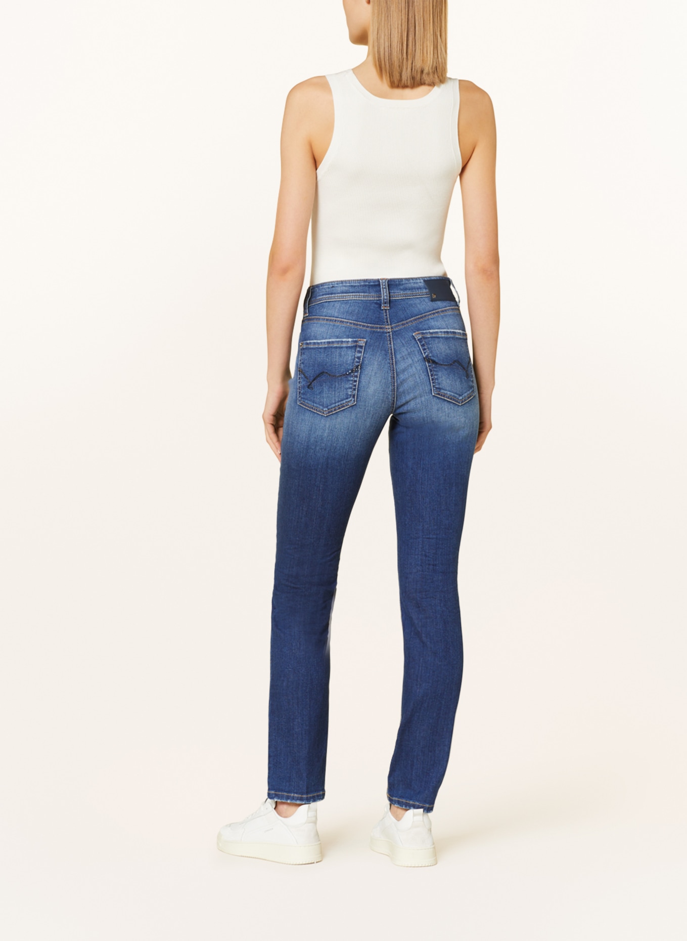 CAMBIO Skinny Jeans PARLA mit Pailletten, Farbe: 5061 medium contrast splinted (Bild 3)