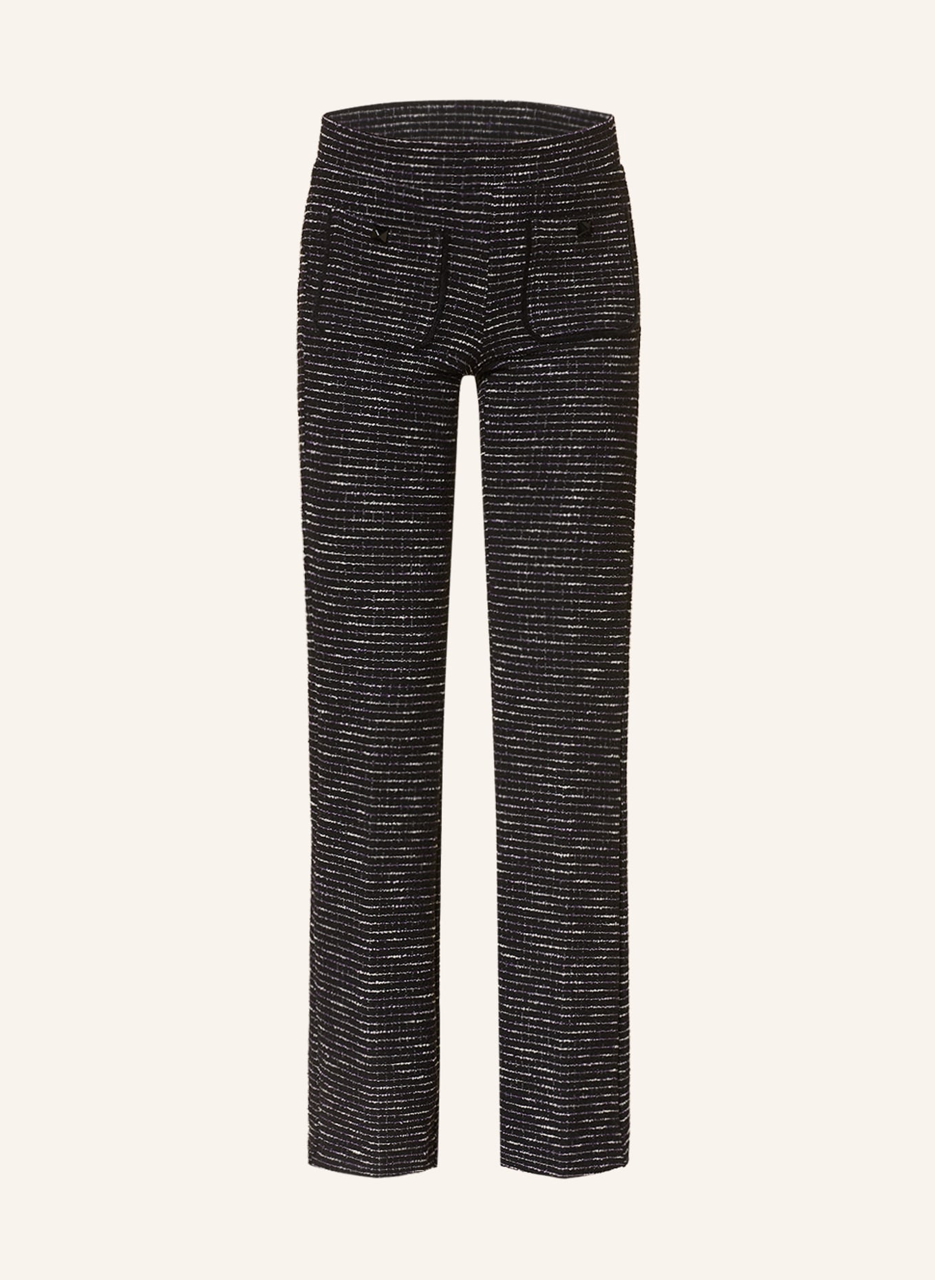 CAMBIO Wide leg trousers FRANCIS made of tweed, Color: BLACK/ WHITE/ PURPLE (Image 1)