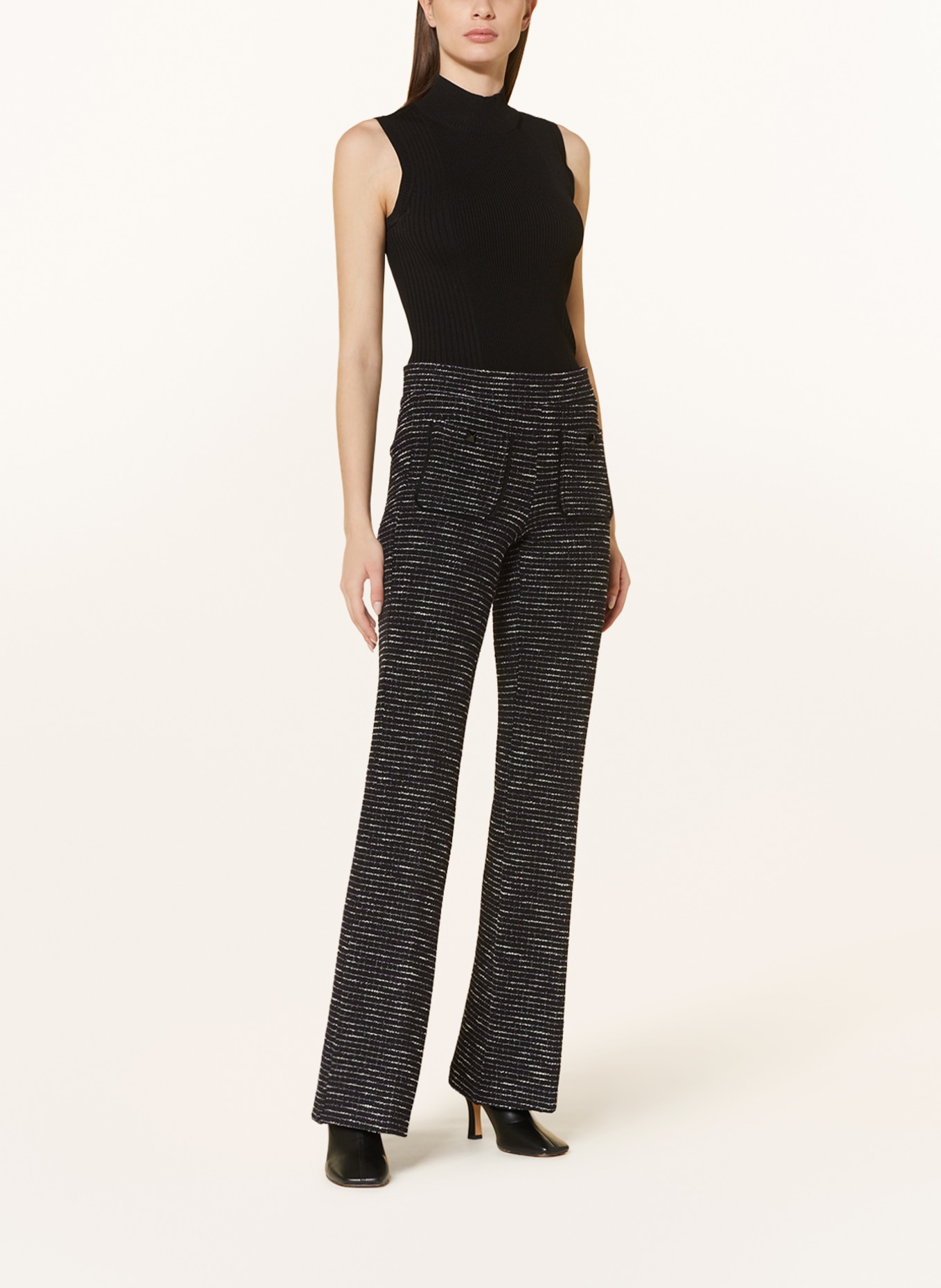 CAMBIO Wide leg trousers FRANCIS made of tweed, Color: BLACK/ WHITE/ PURPLE (Image 2)
