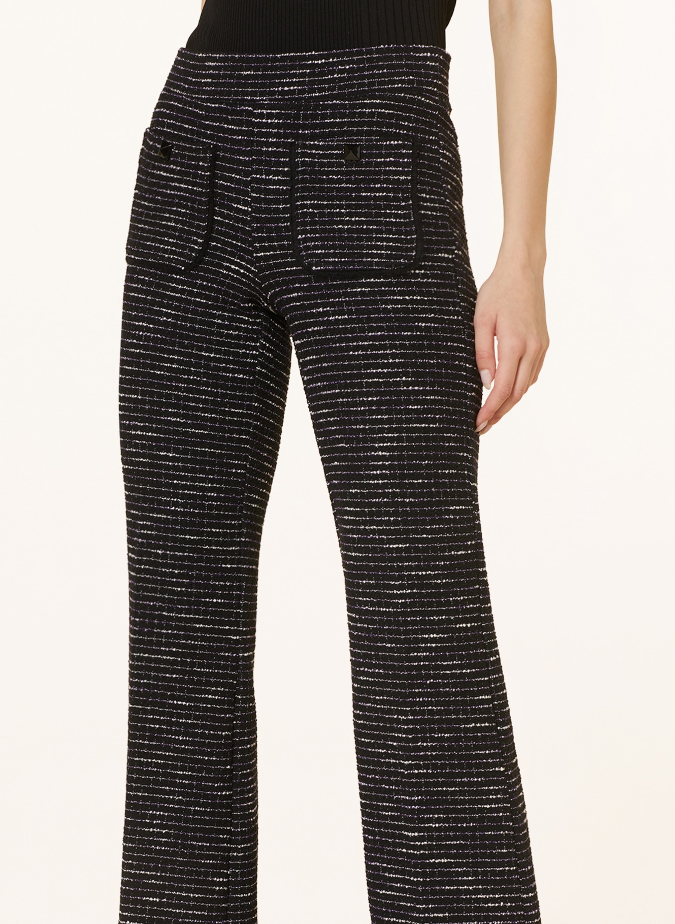 CAMBIO Wide leg trousers FRANCIS made of tweed, Color: BLACK/ WHITE/ PURPLE (Image 5)
