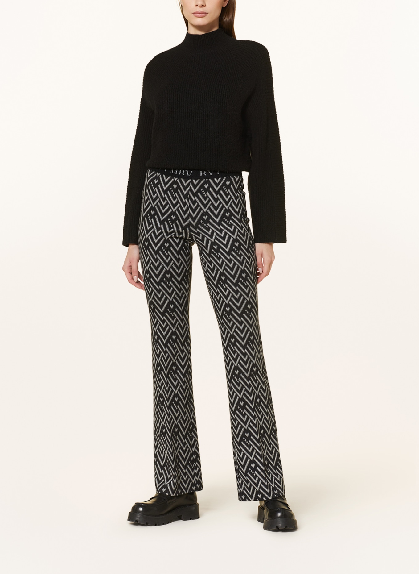 CAMBIO Jersey trousers FLOWER, Color: BLACK/ GRAY (Image 2)