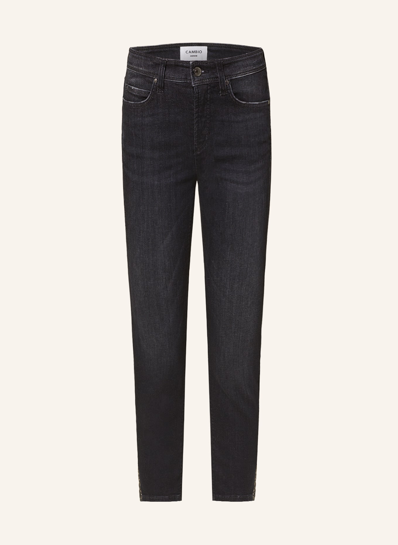 CAMBIO 7/8-Jeans PIPER mit Schmucksteinen, Farbe: 5220 modern authentic black (Bild 1)