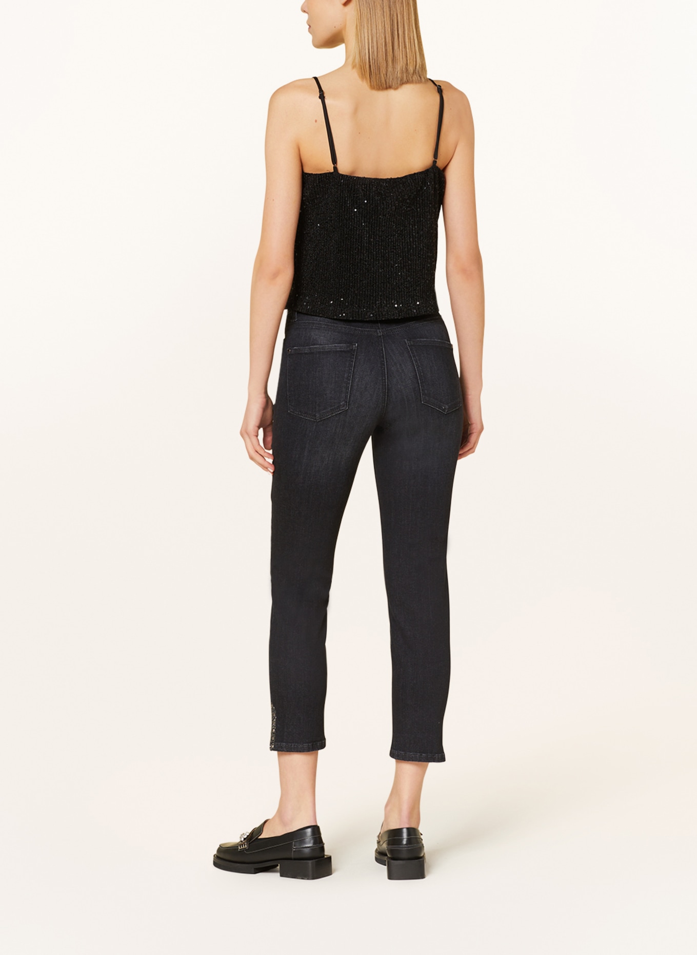 CAMBIO 7/8-Jeans PIPER mit Schmucksteinen, Farbe: 5220 modern authentic black (Bild 3)