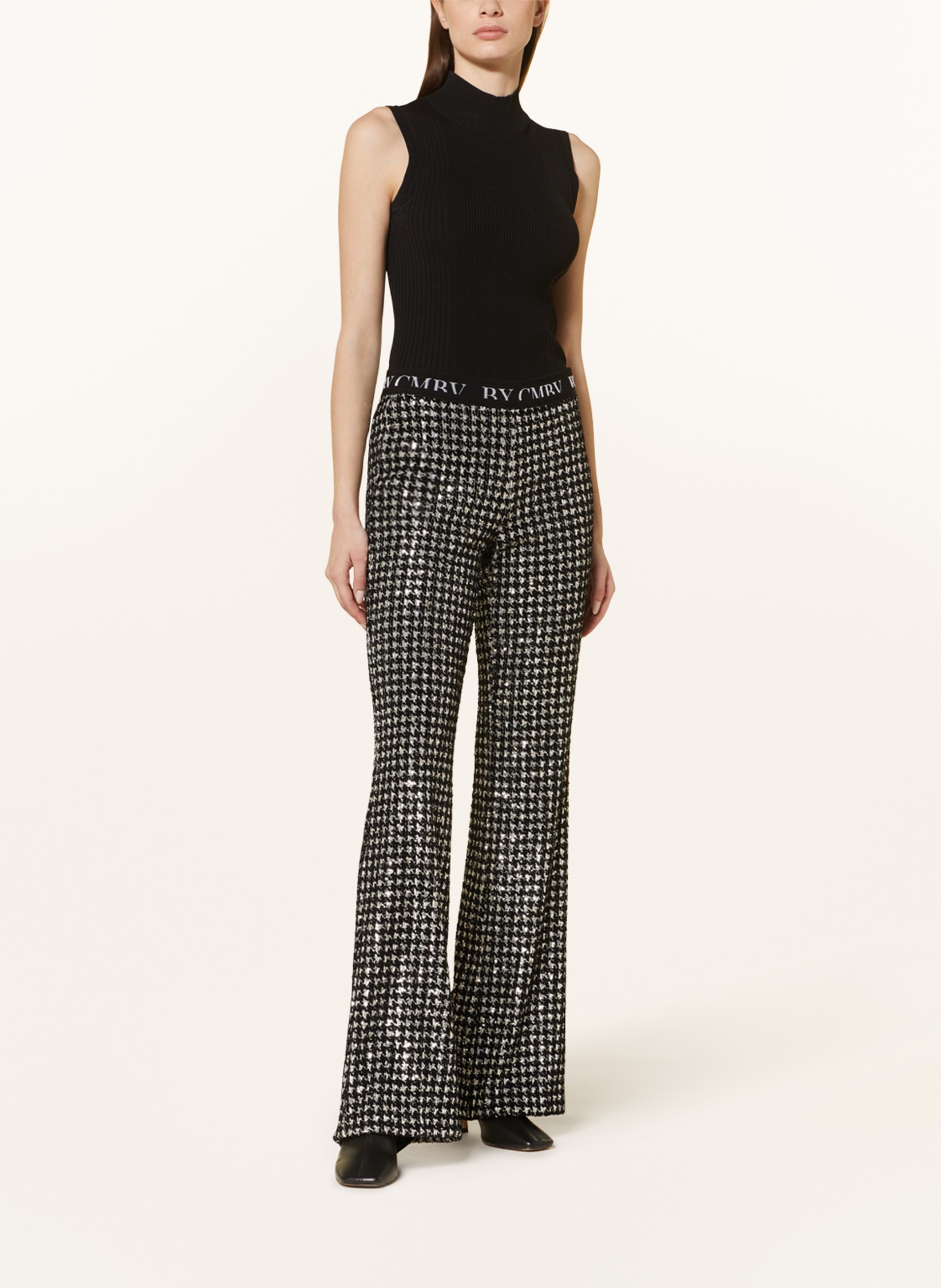 CAMBIO Wide leg trousers FRANCIS with sequins, Color: BLACK/ SILVER (Image 2)