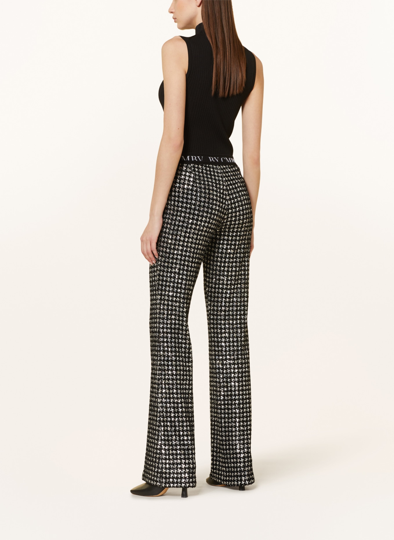 CAMBIO Wide leg trousers FRANCIS with sequins, Color: BLACK/ SILVER (Image 3)