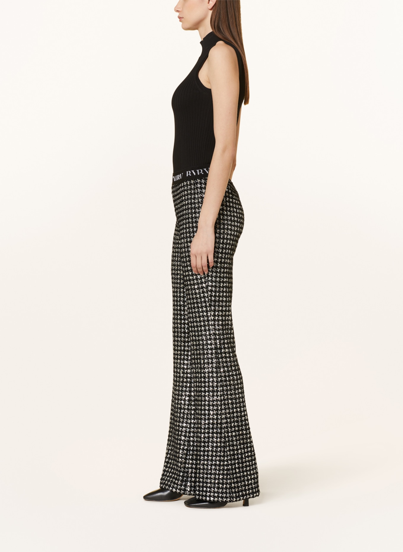 CAMBIO Wide leg trousers FRANCIS with sequins, Color: BLACK/ SILVER (Image 4)