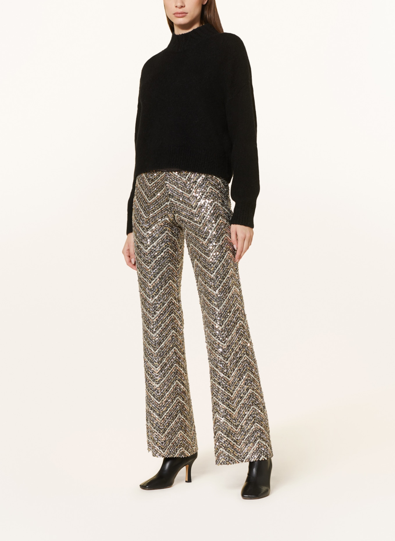 CAMBIO Trousers FRANCIS with sequins, Color: BLACK/ CREAM/ GOLD (Image 2)