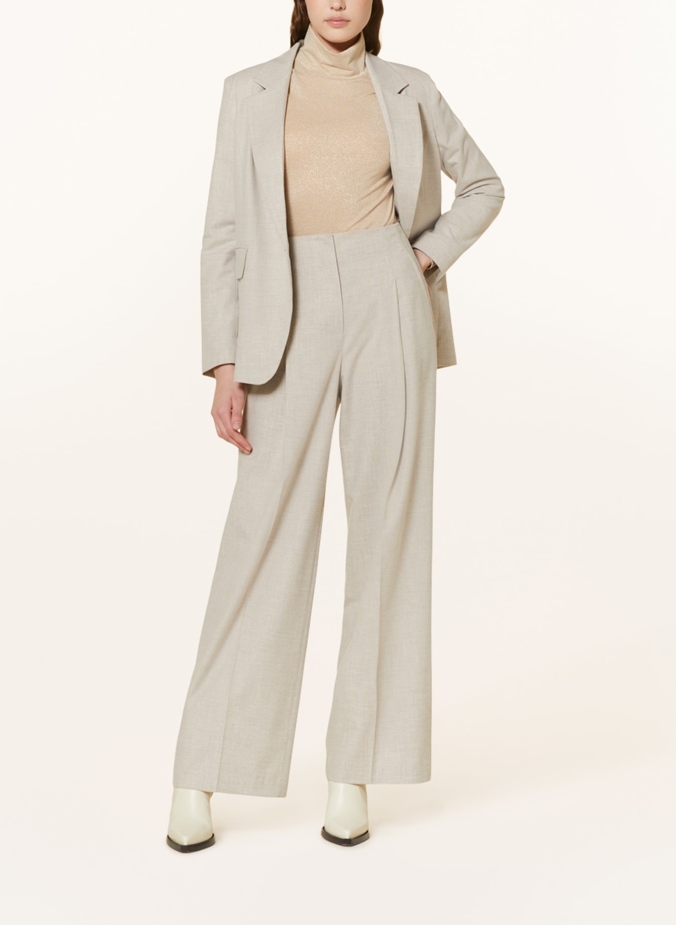 MARC CAIN Wide leg trousers with glitter thread, Color: 178 dark sand (Image 2)