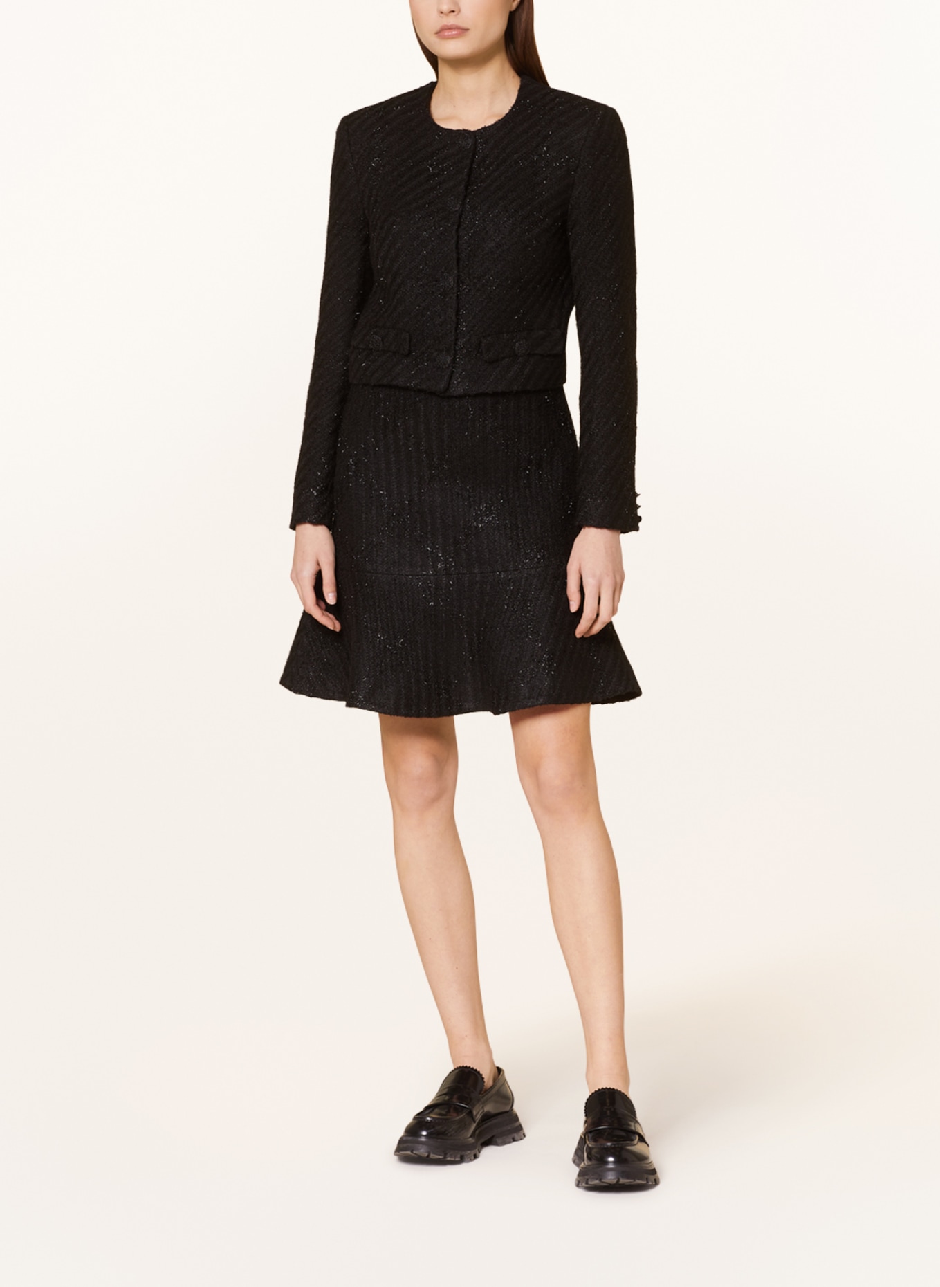 MARC CAIN Spódnica z błyszczącą przędzą: 900 BLACK