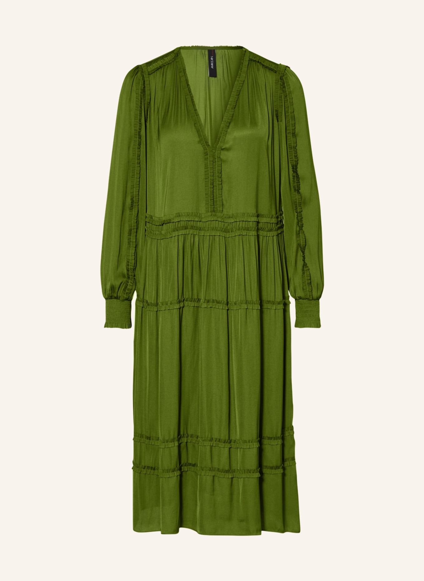 MARC CAIN Dress with ruffles, Color: 573 orient green (Image 1)