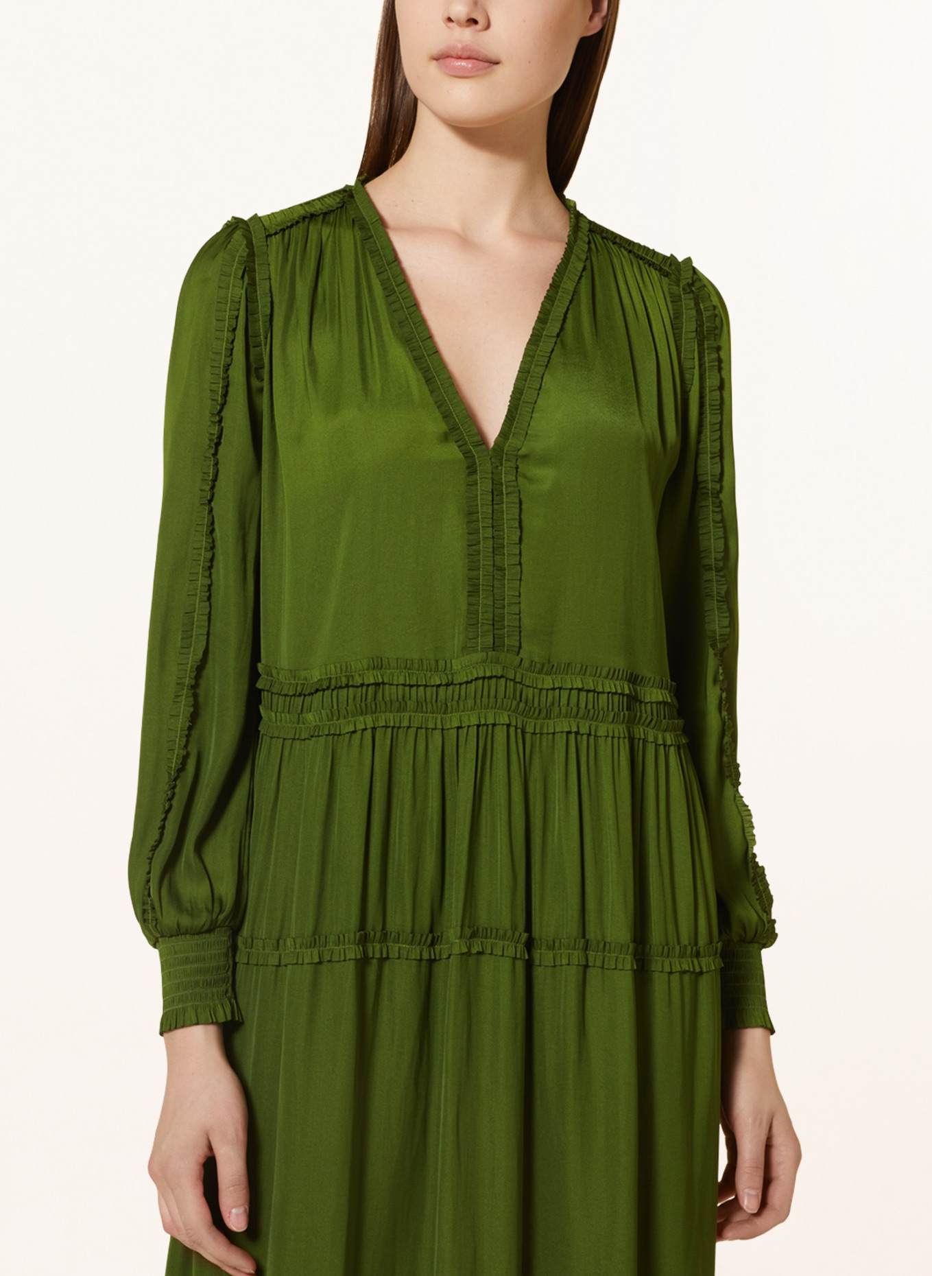 MARC CAIN Sukienka z falbankami, Kolor: 573 orient green (Obrazek 4)