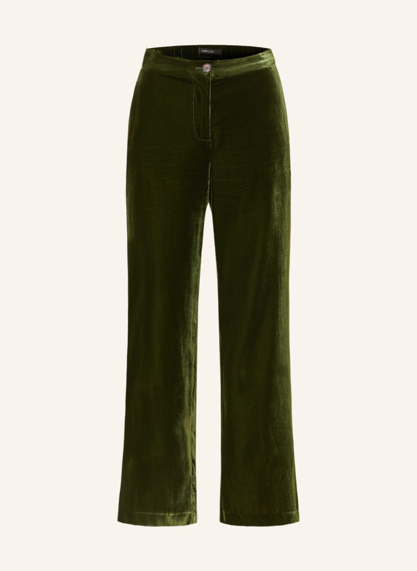 MARC CAIN Marlenehose aus Samt: 573 orient green