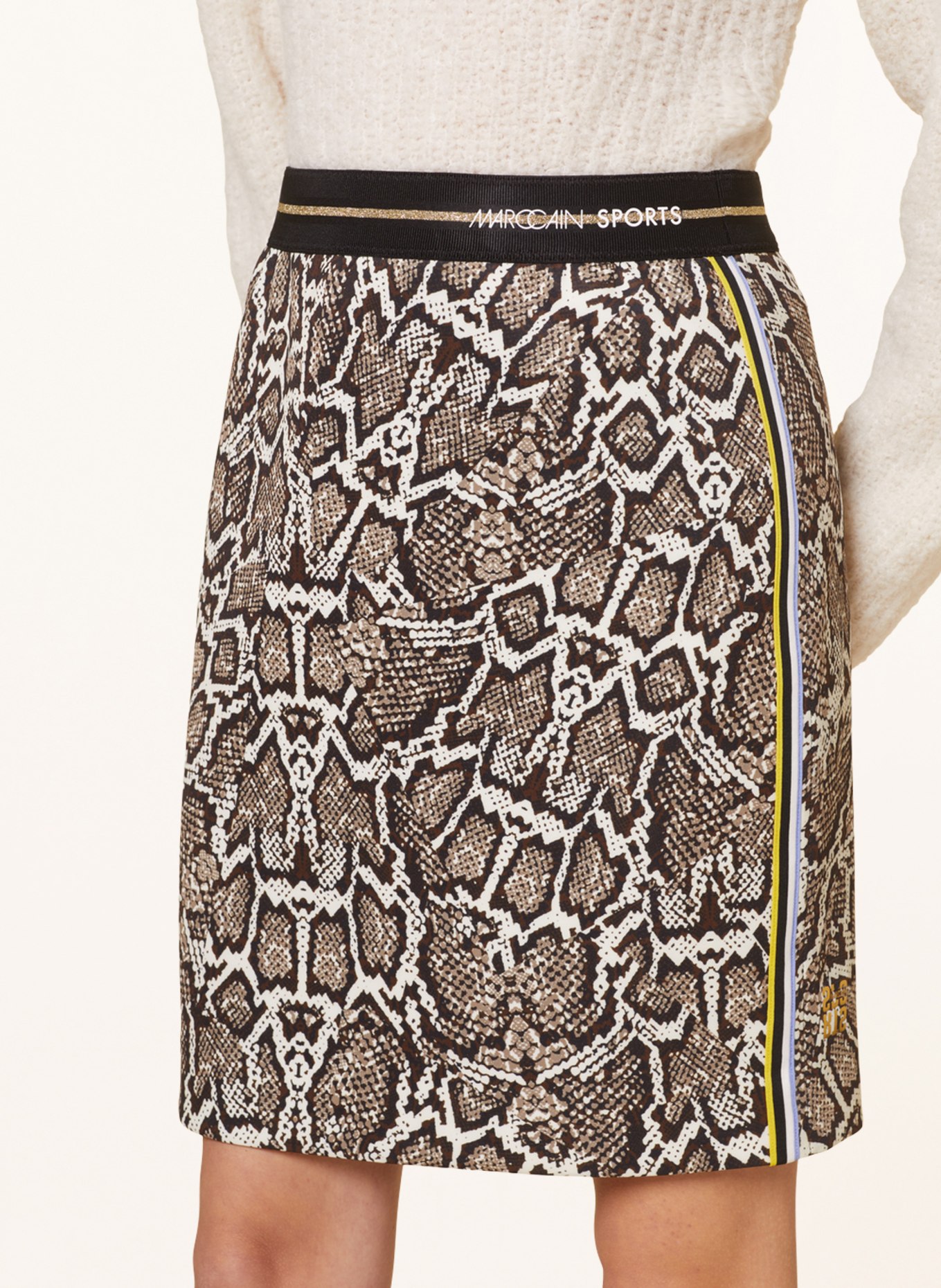 MARC CAIN Spódnica z dżerseju z lampasami, Kolor: 596 bright terra (Obrazek 4)