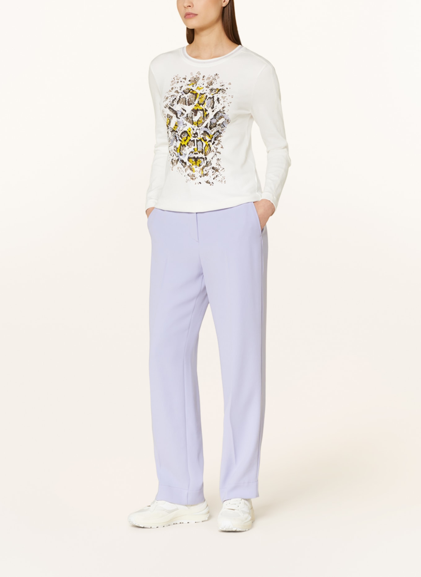 MARC CAIN Long sleeve shirt with decorative beads and sequins, Color: 110 off (Image 2)