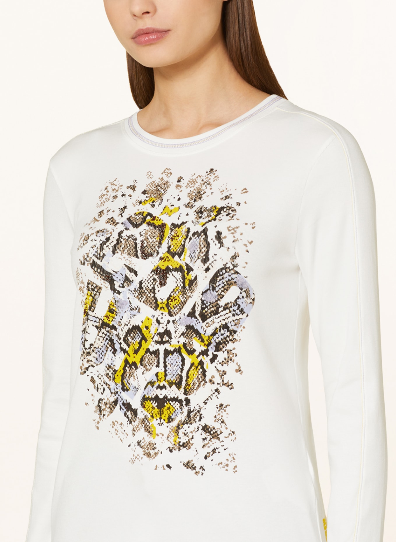 MARC CAIN Long sleeve shirt with decorative beads and sequins, Color: 110 off (Image 4)