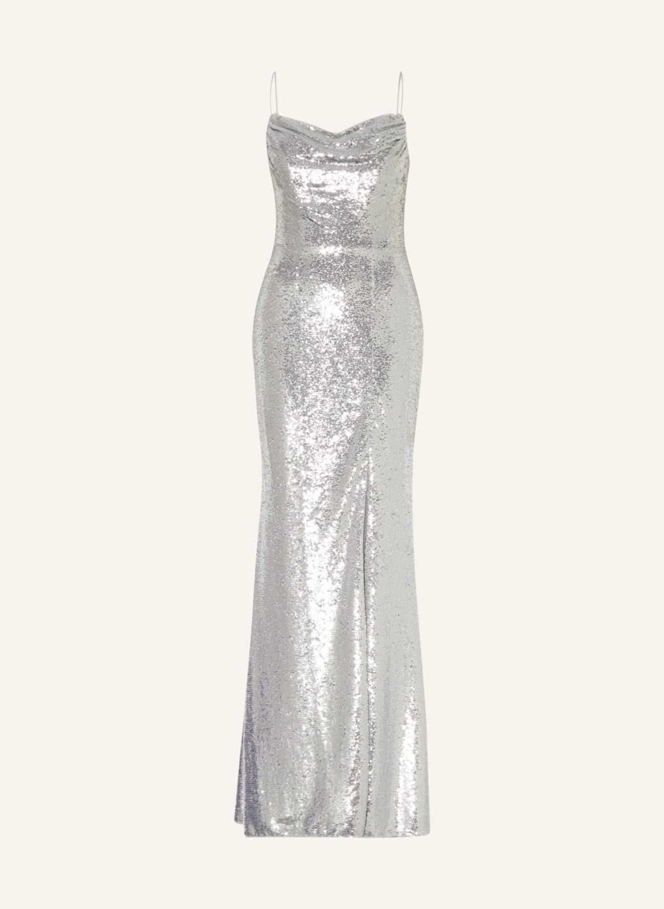unique Evening dress with sequins, Color: SILVER (Image 1)