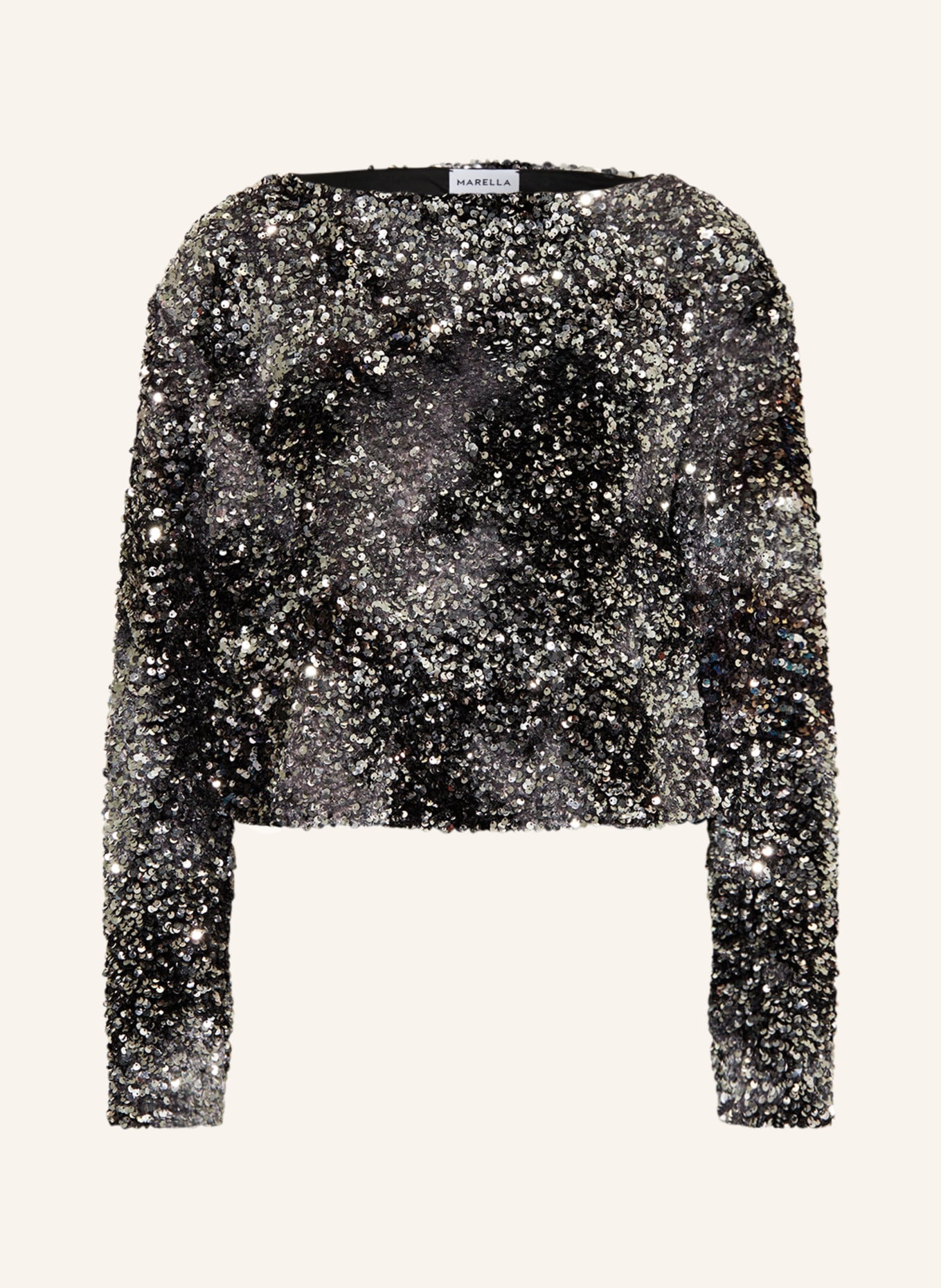 MARELLA Long sleeve shirt OSMUND with sequins, Color: BLACK/ SILVER (Image 1)